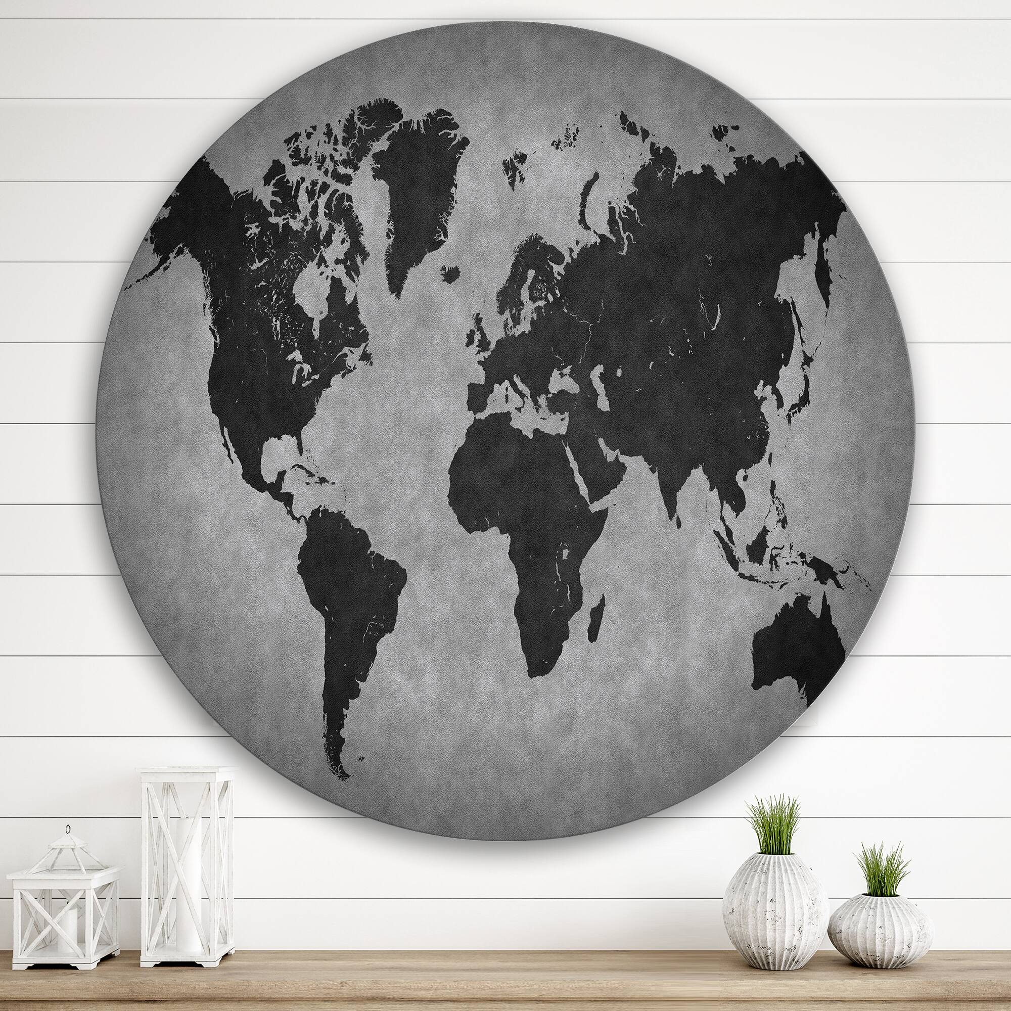 Designart - Ancient Map of The World IX - Vintage Metal Circle Wall Art