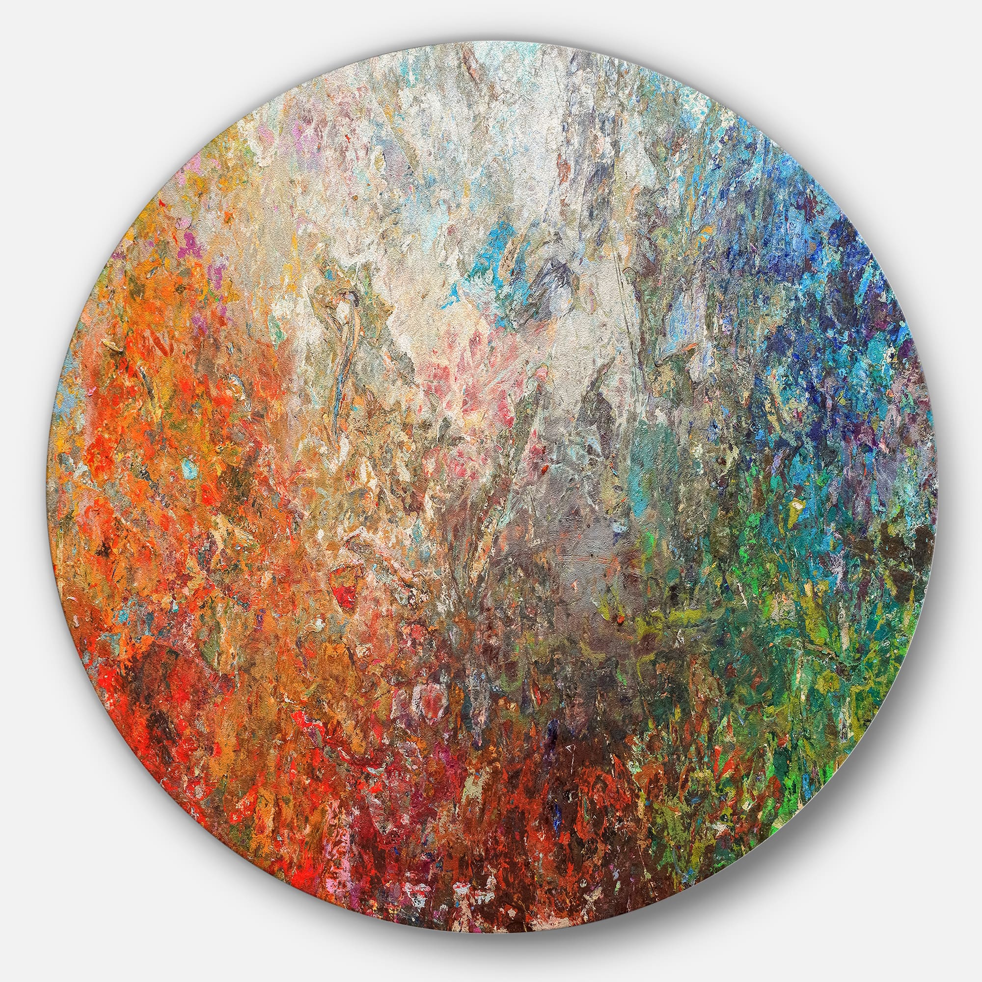 Designart - Board Stained Abstract Art&#x27; Disc Abstract Circle Metal Wall Art