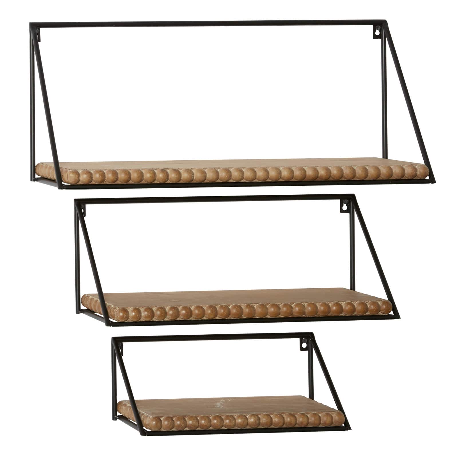 Set of 3 Black Metal Industrial Wall Shelf, 24", 19", 14"