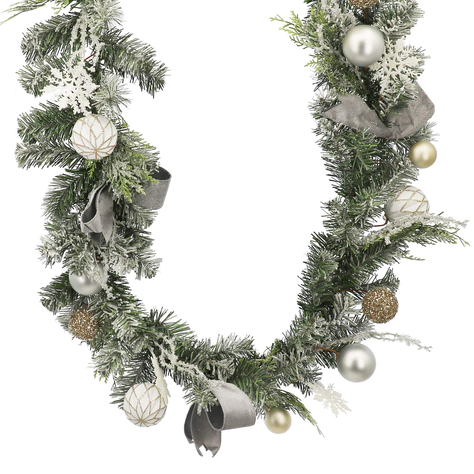 6ft. Silver &#x26; White Snowflake &#x26; Ornament Garland by Ashland&#xAE;