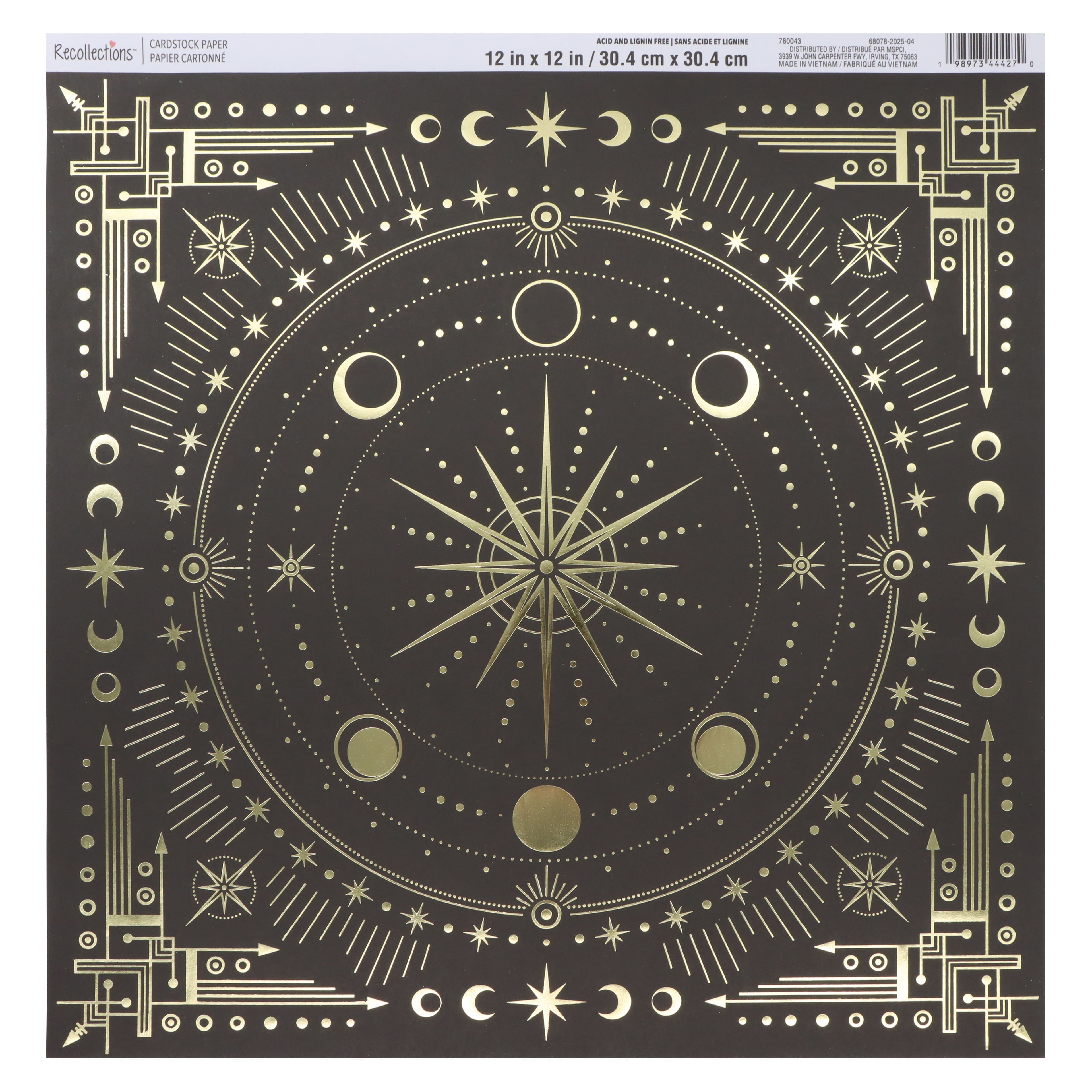 12&#x22; x 12&#x22; Black &#x26; Gold Celestial Cardstock Paper by Recollections&#x2122;