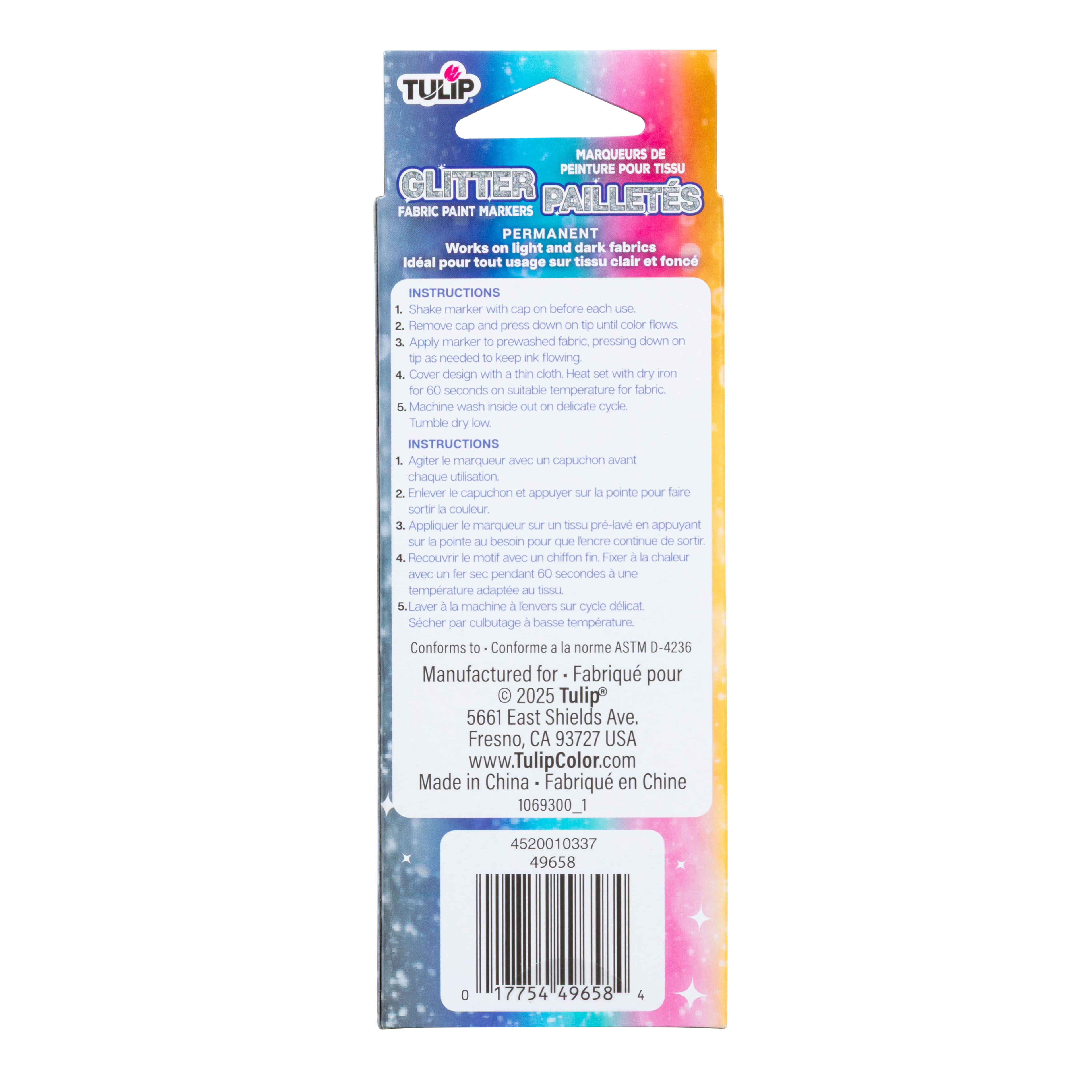 Tulip&#xAE; Glitter Fabric Paint Markers, 5ct.