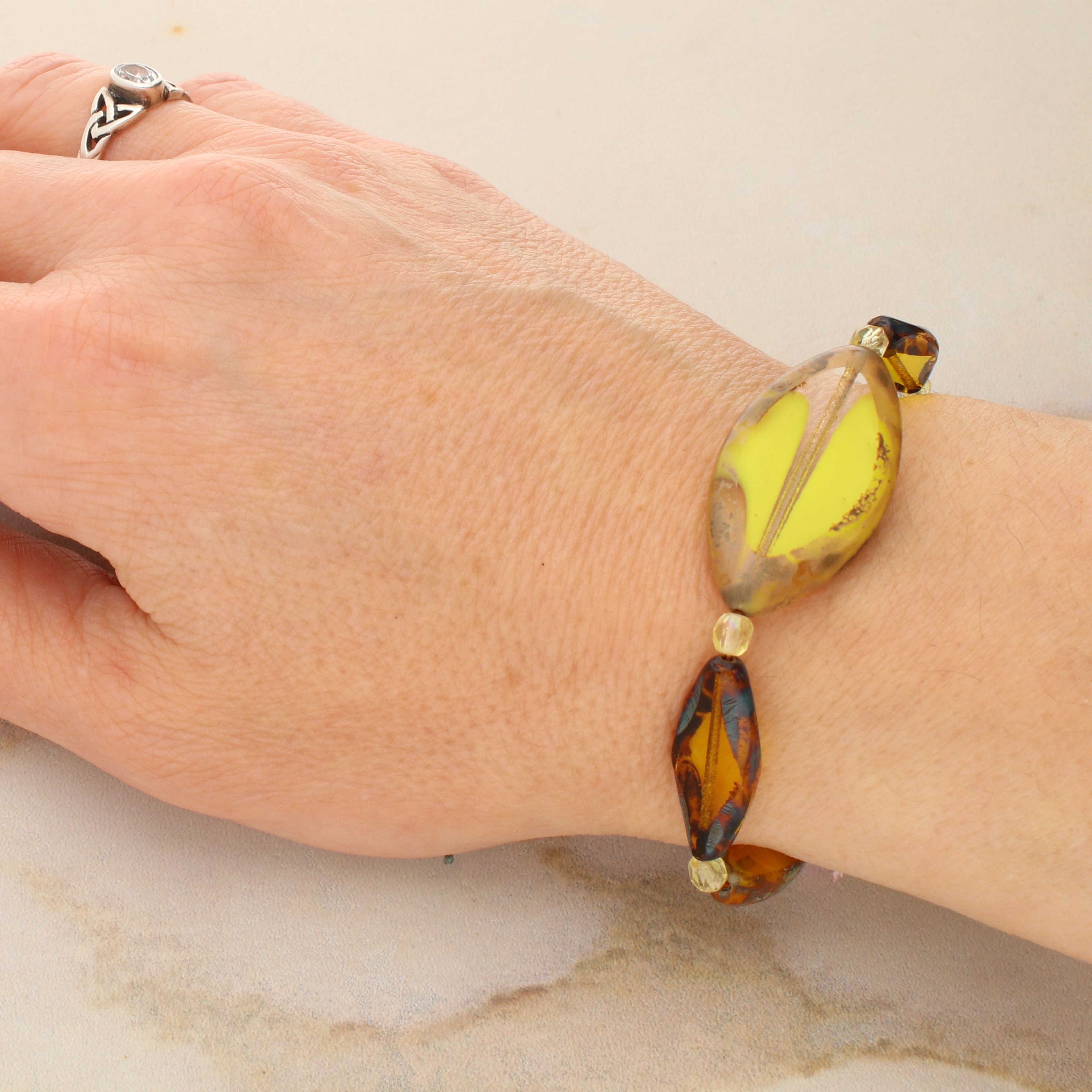 Smooth Yellow Czech Glass Oval Bead Mix by Bead Landing™