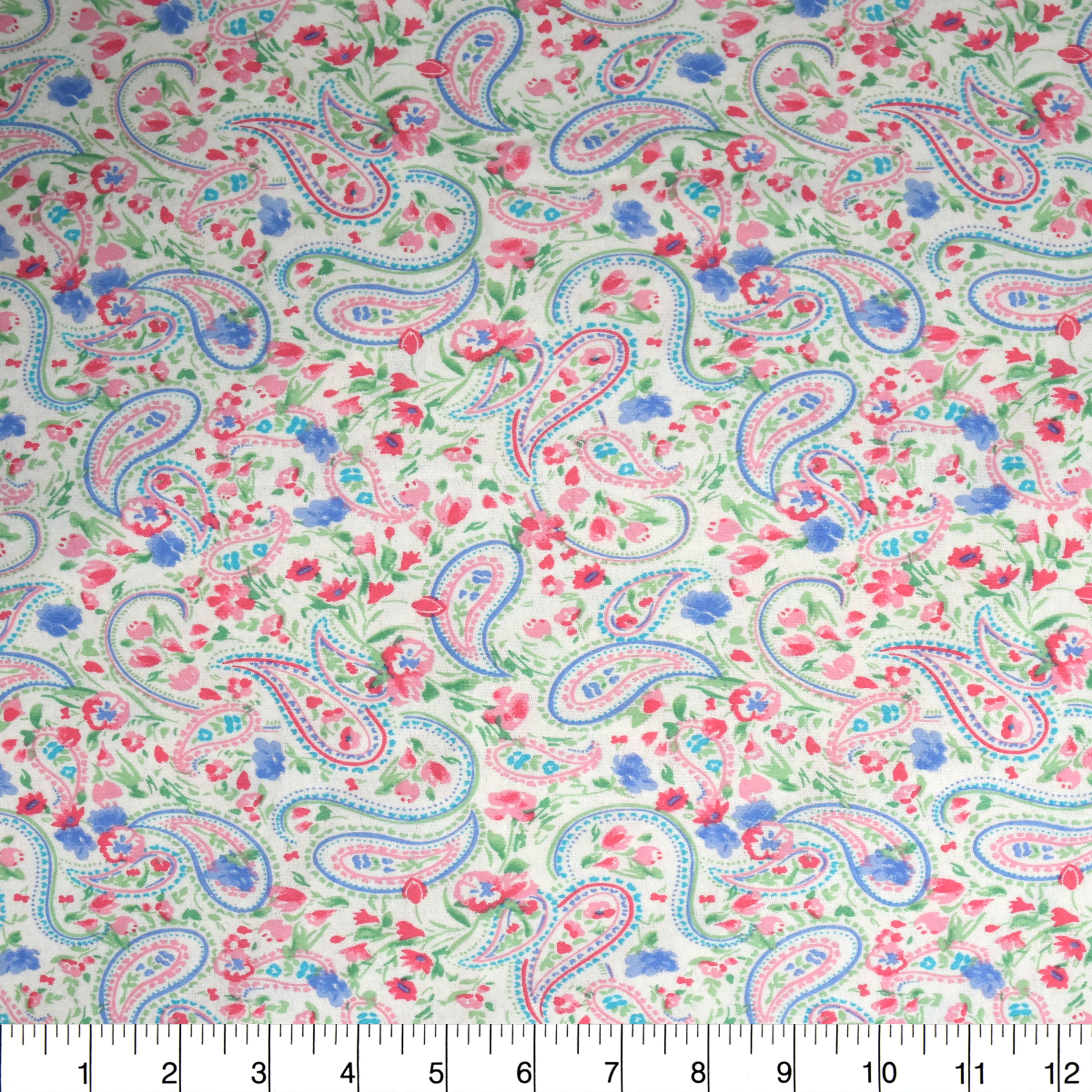 Feldman White Paisley Cotton Flannel