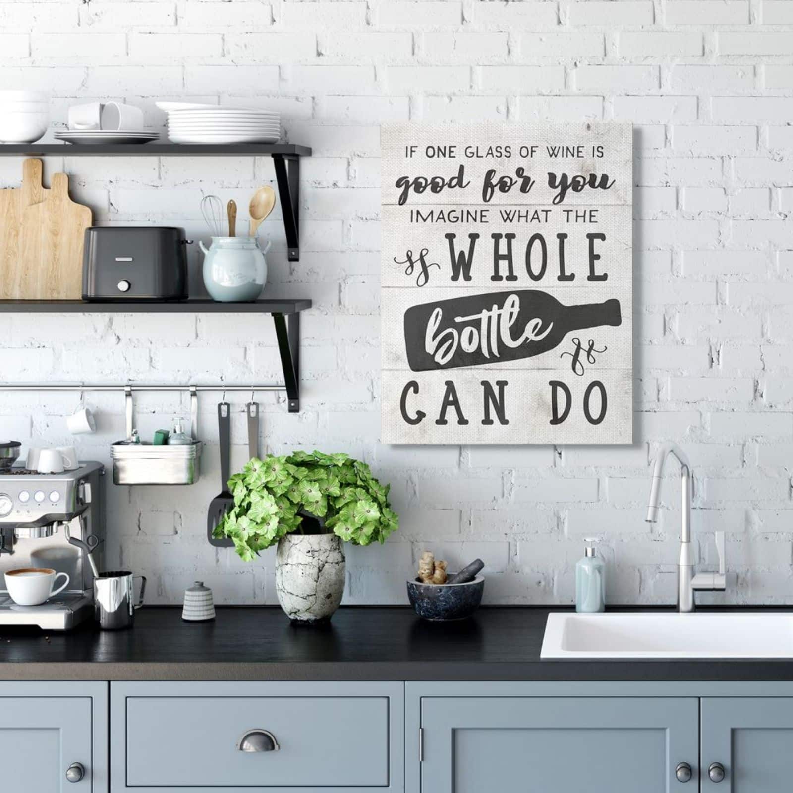 Stupell Industries Bottle of Wine Quote Canvas Wall Art