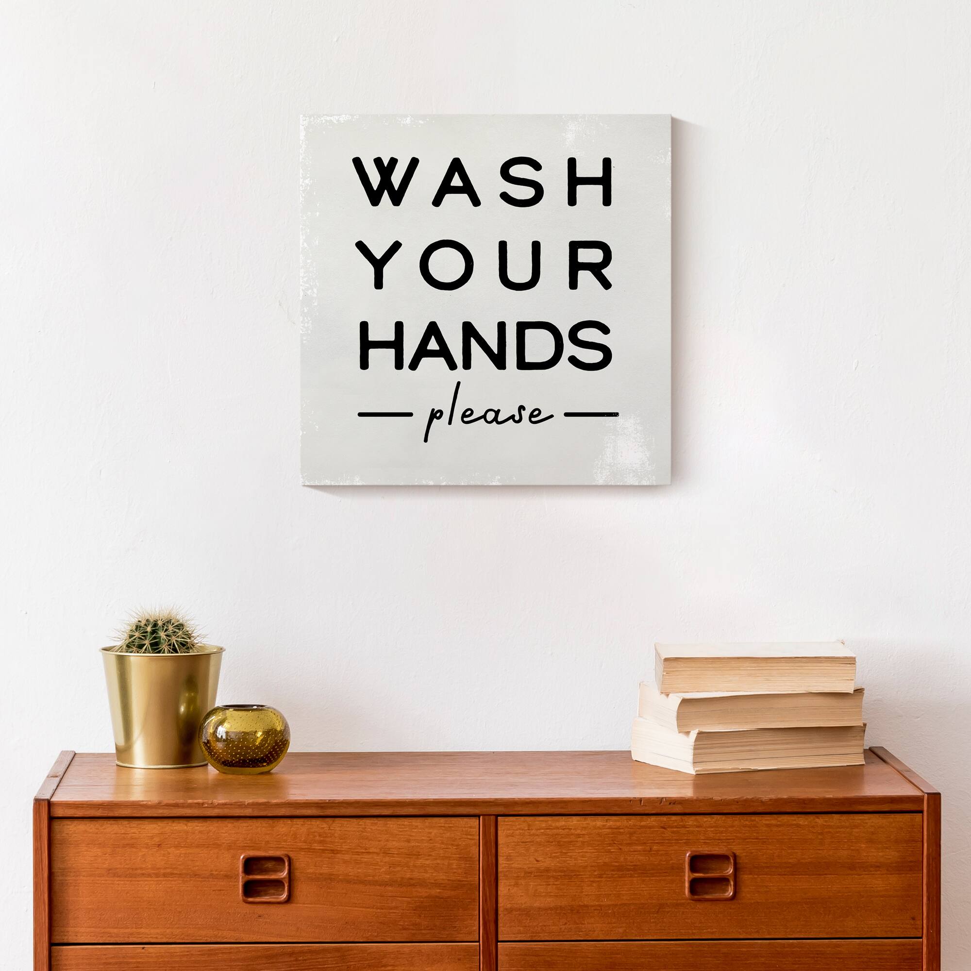 Wash Your Hands Please 12&#x22; x 12&#x22; Canvas Wall Art