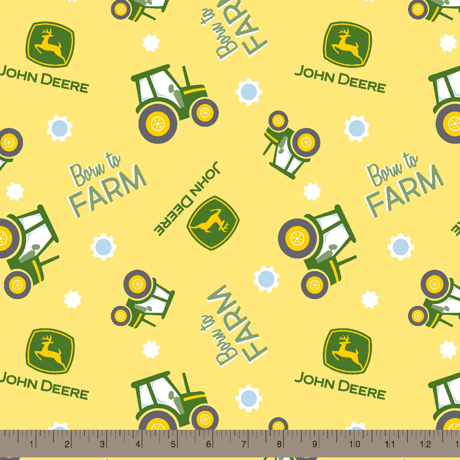 John Deere Nursery Born To Farm Toss Multicolor Cotton Fabric