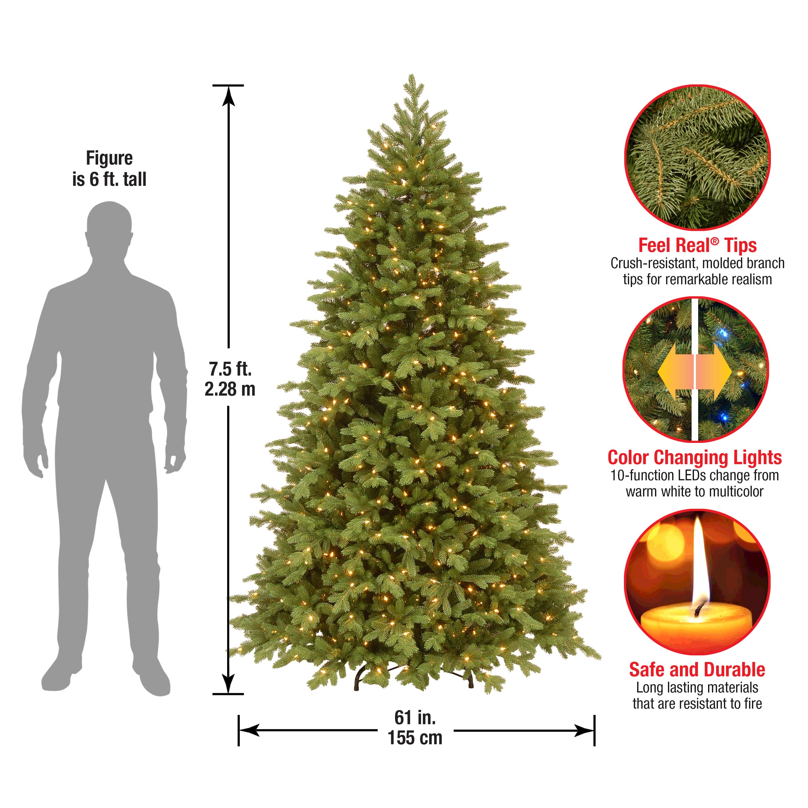 7.5ft. Pre-Lit PowerConnect&#x2122; Princeton Fraser Fir Artificial Christmas Tree, Dual Color&#xAE; LED Lights