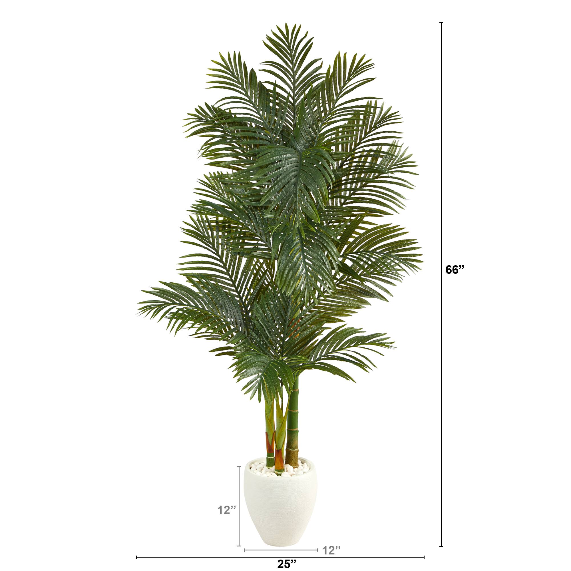 6ft. Golden Cane Artificial Palm Tree in White Planter