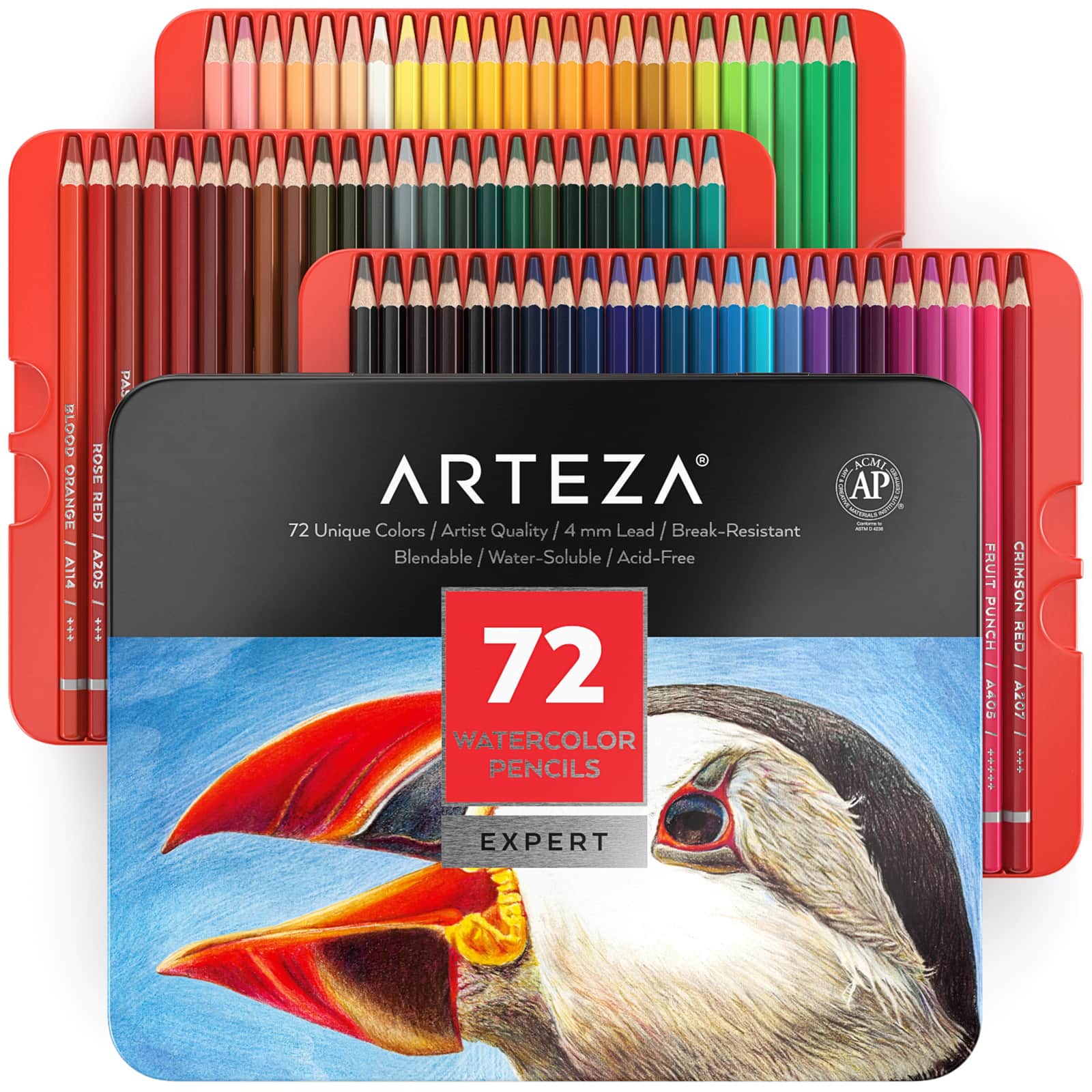 Arteza Metallic Colored Pencils for Adult Coloring, Set of 50 Drawing Pencils, Triangular Grip, Pre-Sharpened Pencil Set, Professional Art Supplies