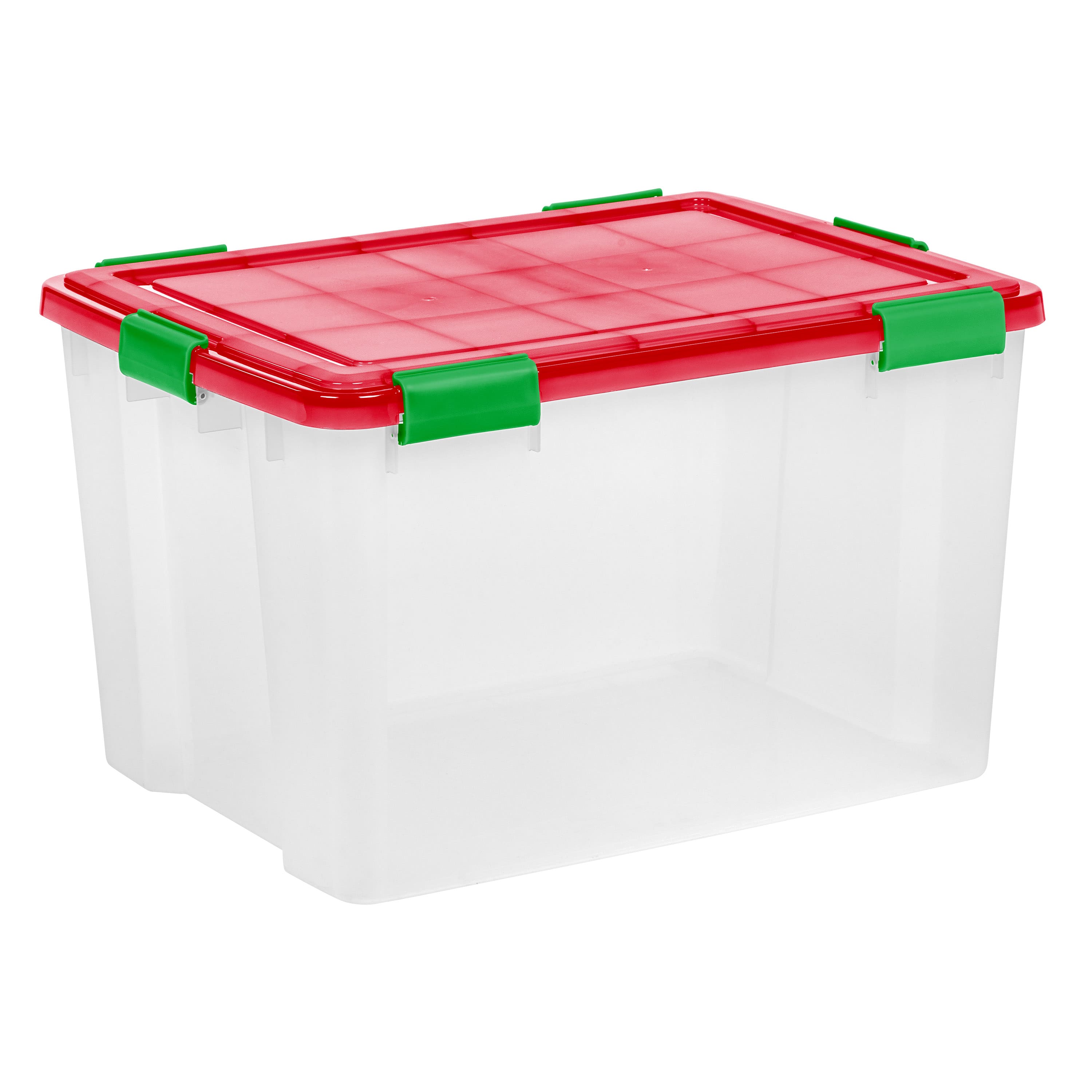 IRIS&#xAE; 74qt. Clear Ultimate Box with Red &#x26; Green Buckle Lids, 2ct.