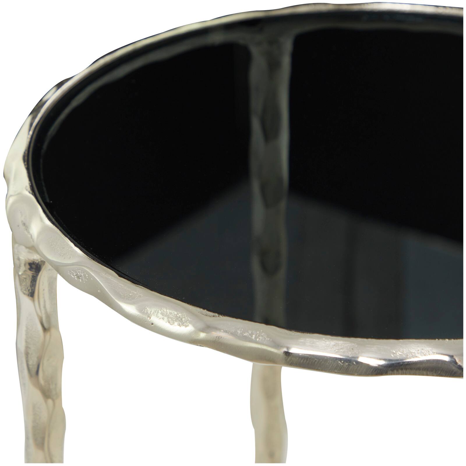 22&#x22; Aluminum Accent Table with Shaded Glass Top