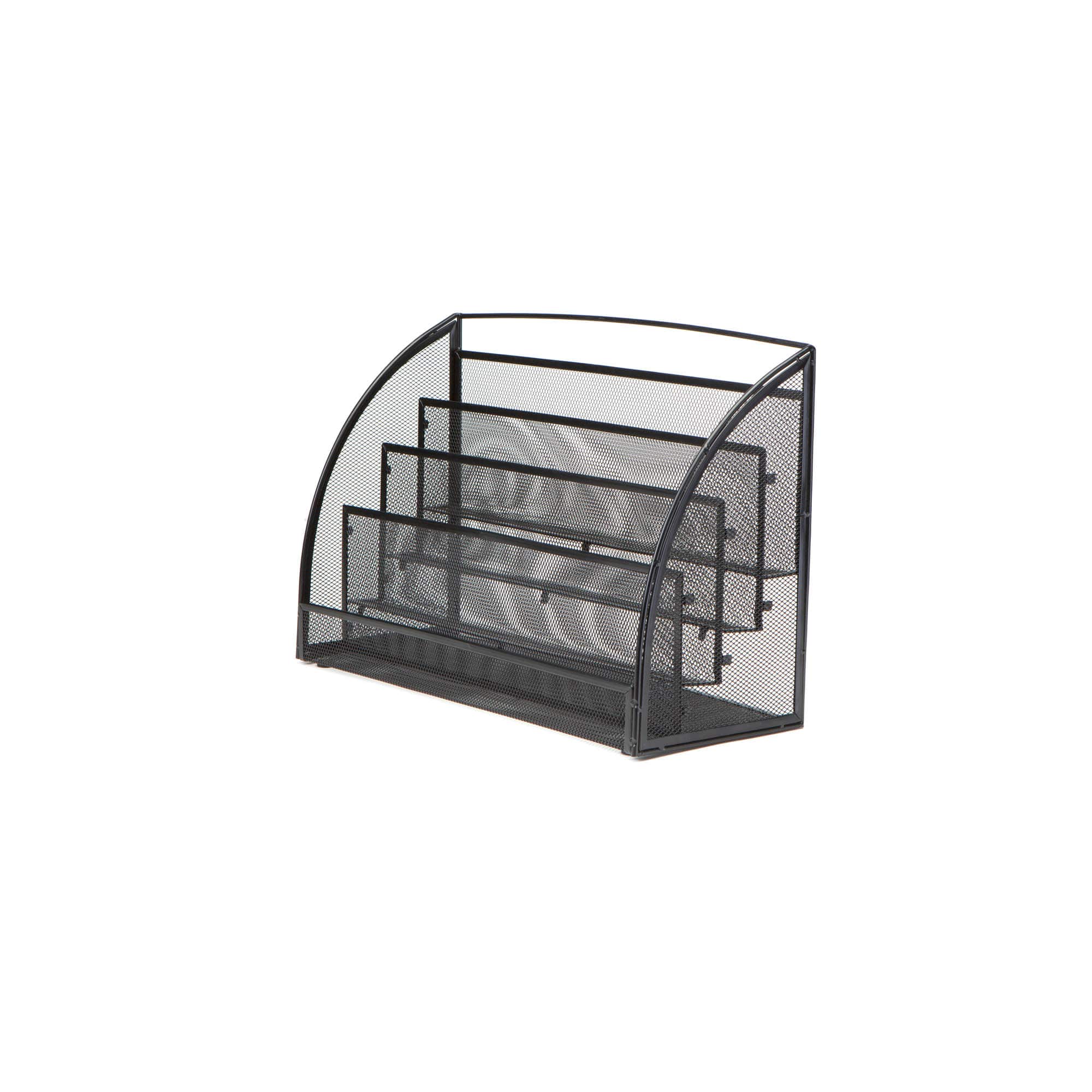 Mind Reader Black 4 Pocket Metal Mesh Newspaper & Magazine Rack