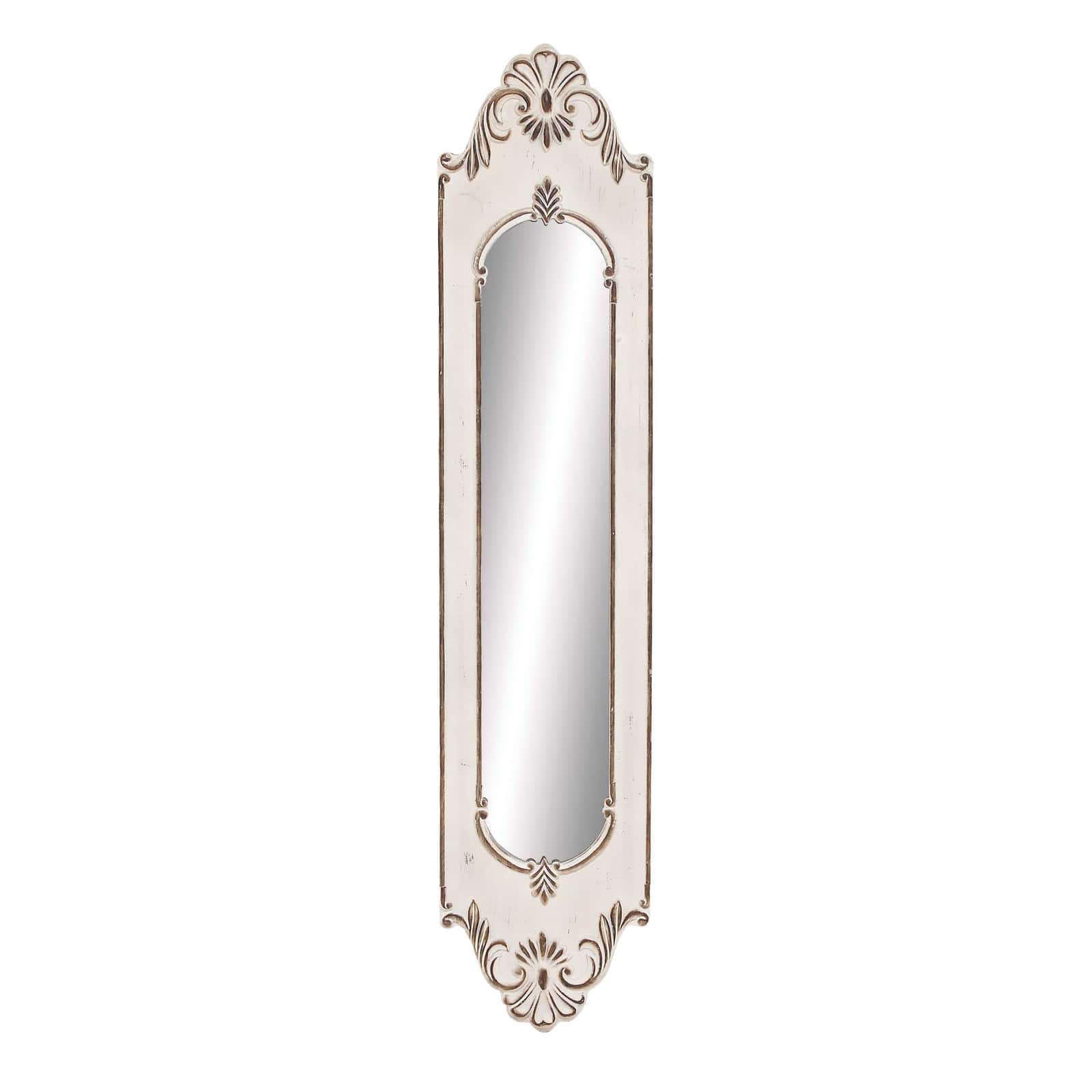 White Vintage Wood Wall Mirror, 72&#x22; x 16&#x22;
