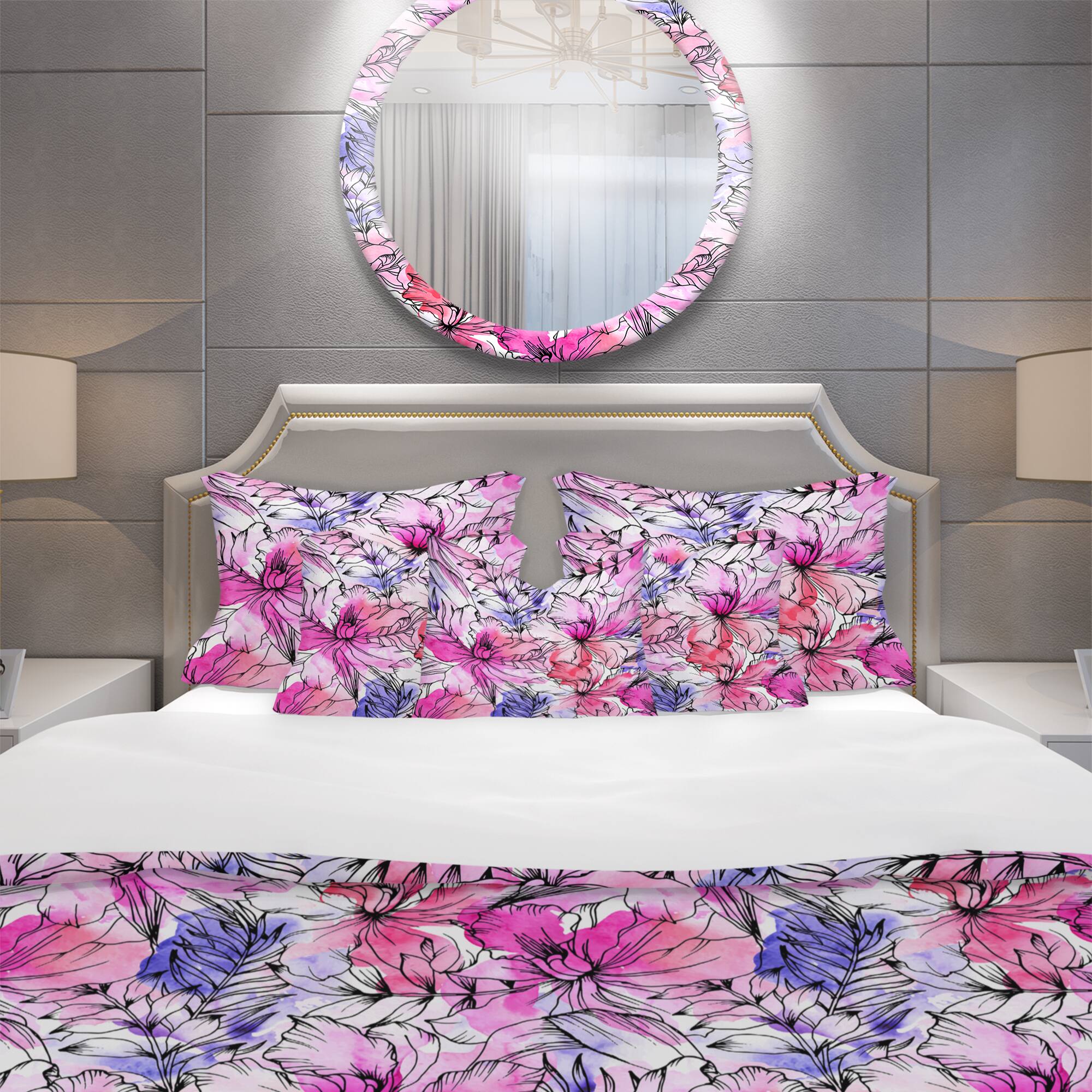 Designart &#x27;Floral Pattern&#x27; Modern &#x26; Contemporary Bedding Set - Duvet Cover &#x26; Shams