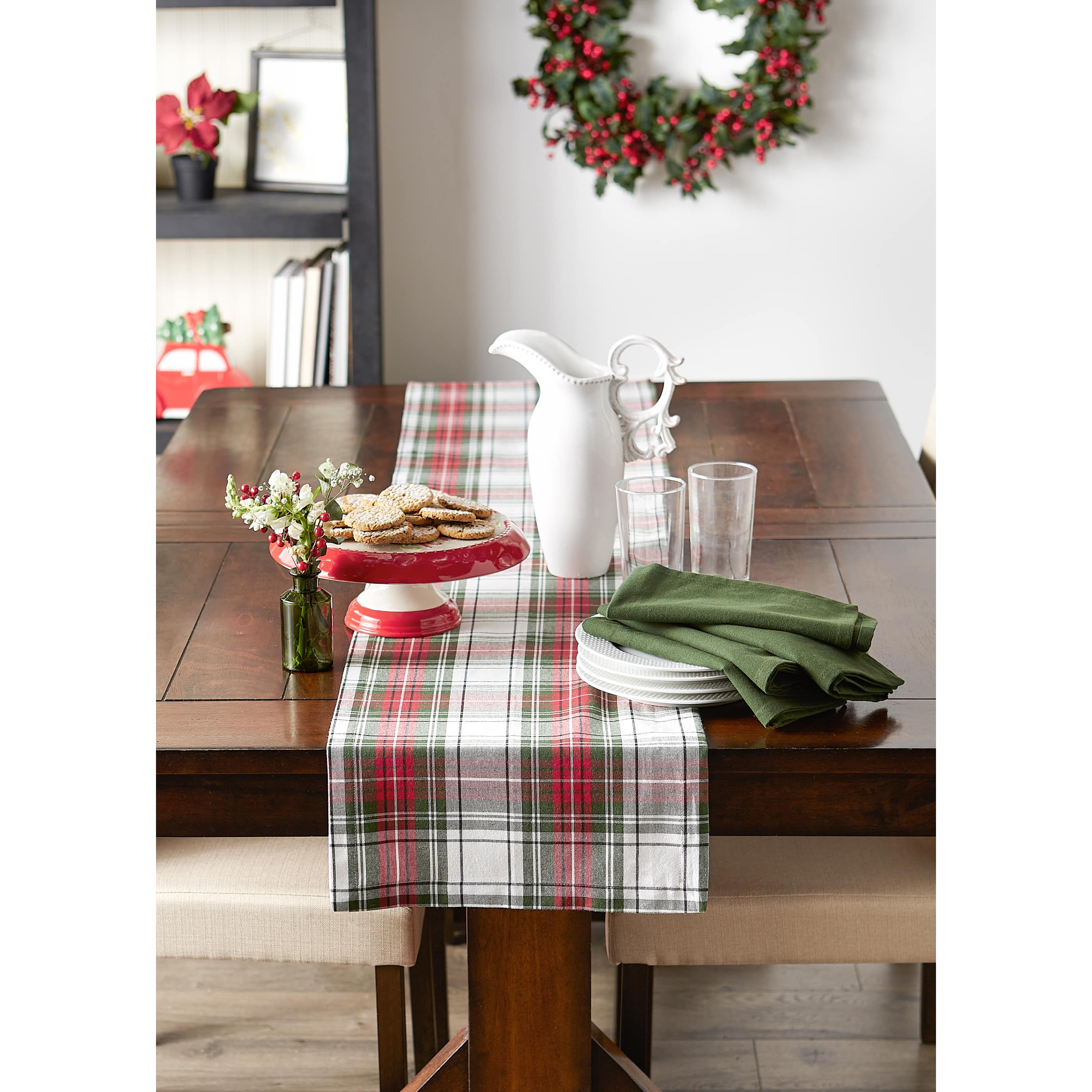 DII&#xAE; 108&#x22; Christmas Plaid Table Runner