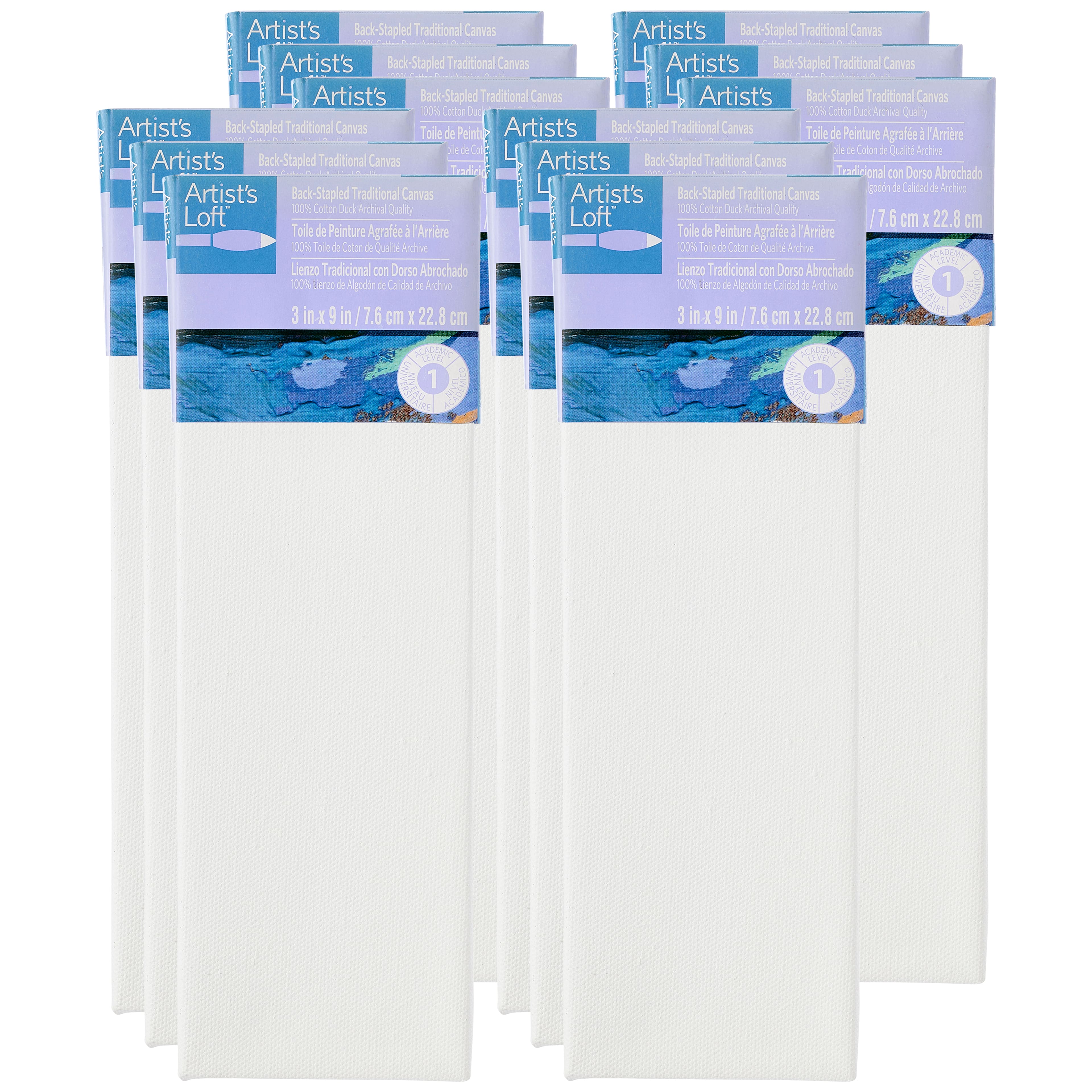 12 Pack: Level 1 Back Stapled Traditional Canvas by Artist's Loft™