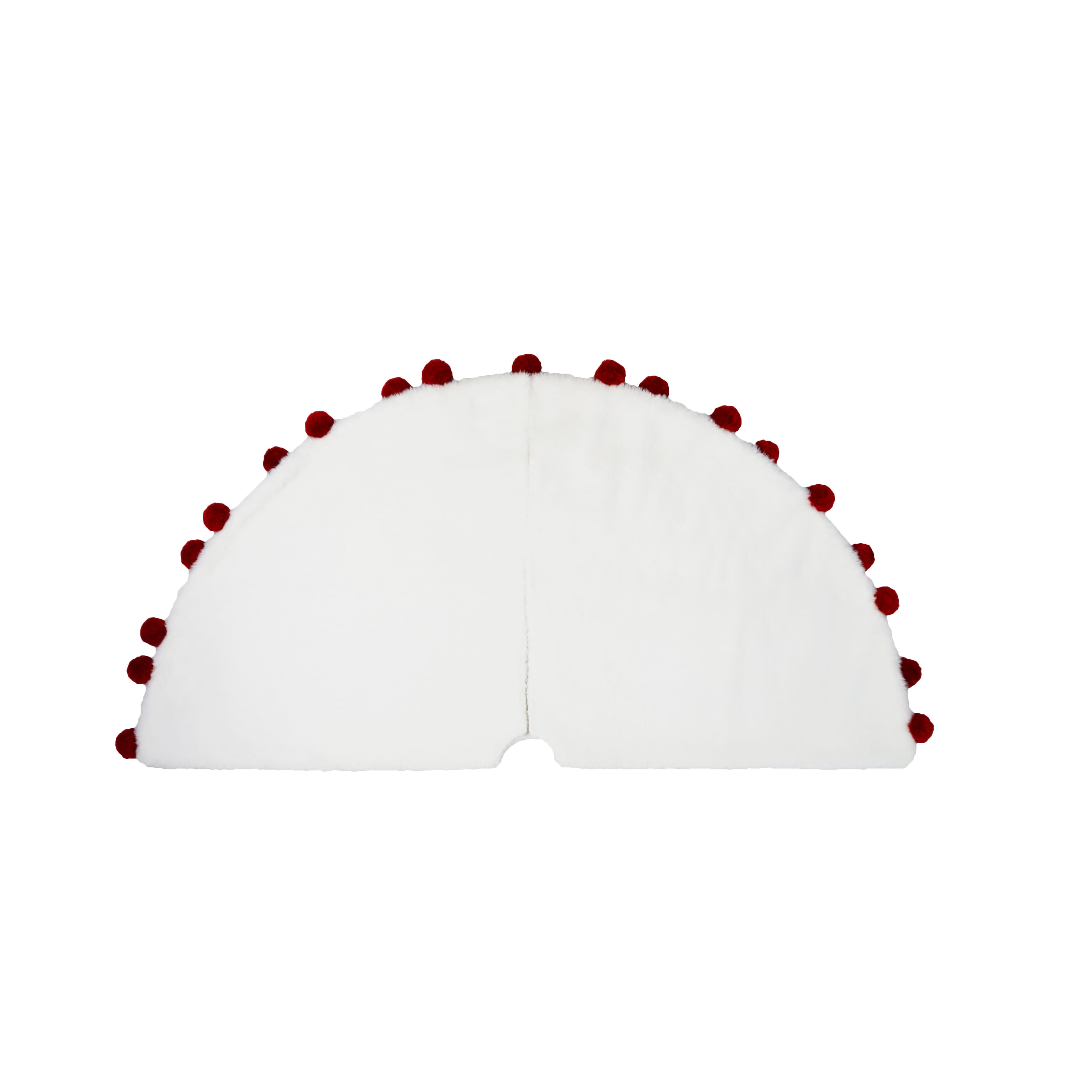 48&#x22; White Tree Skirt with Red Pom Pom Trim by Ashland&#xAE;