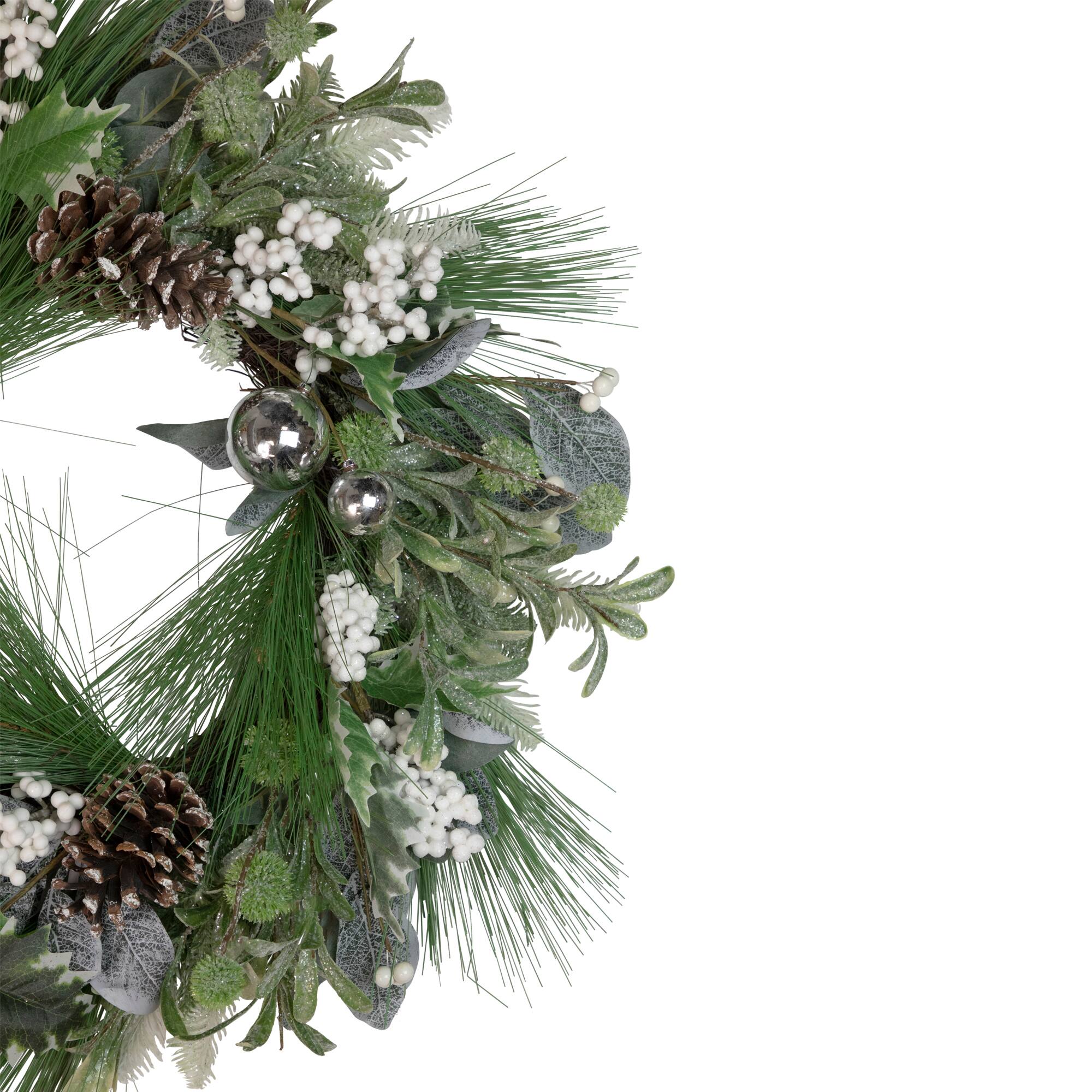 24" Mixed Foliage & Berries Artificial Christmas Wreath