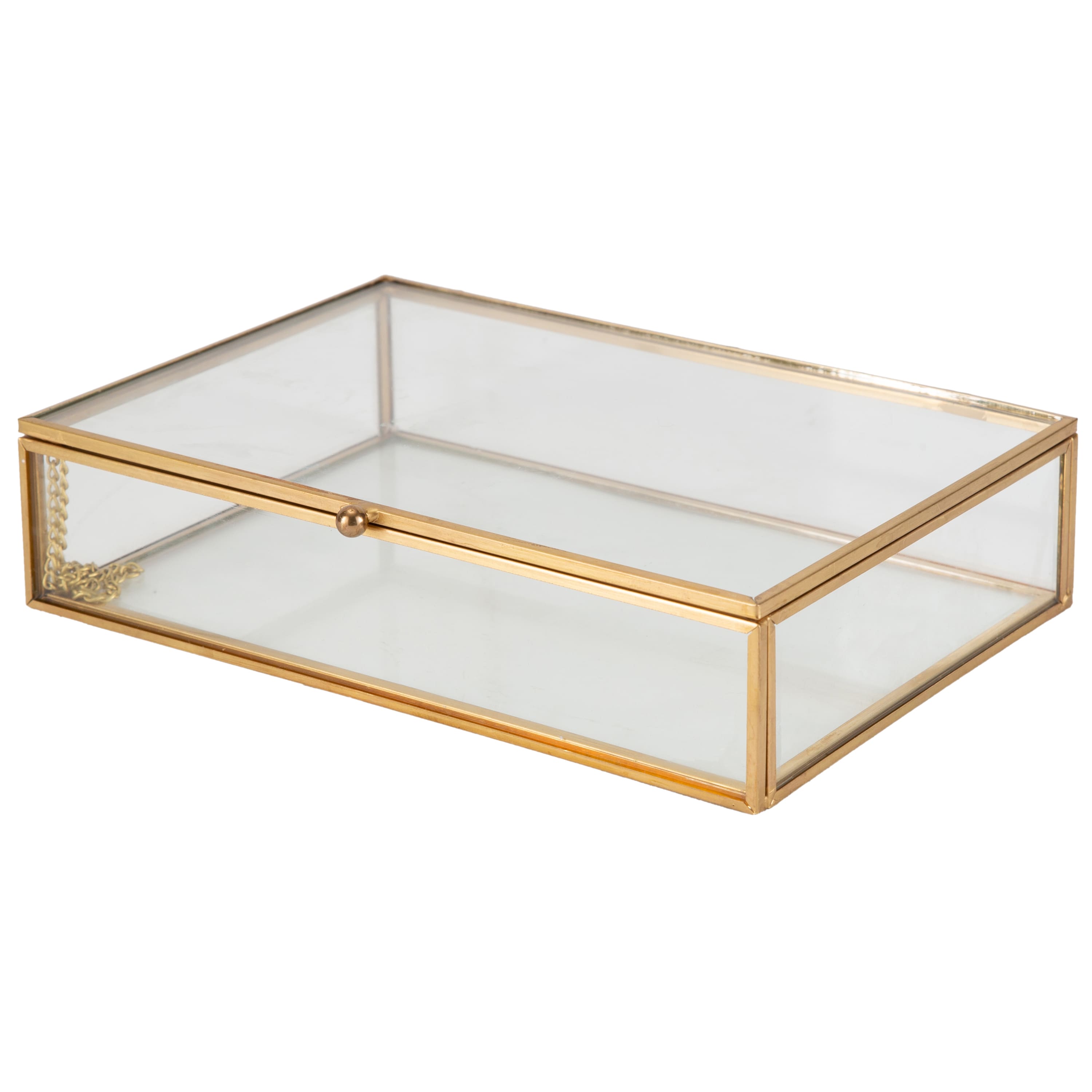 Home Details 9&#x22; Gold Vintage Glass Keepsake Box