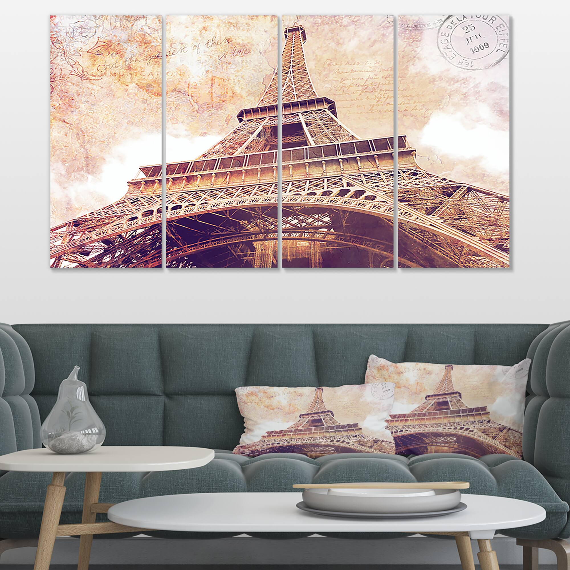 Designart - Paris Paris Eiffel TowerParis Postcard Design