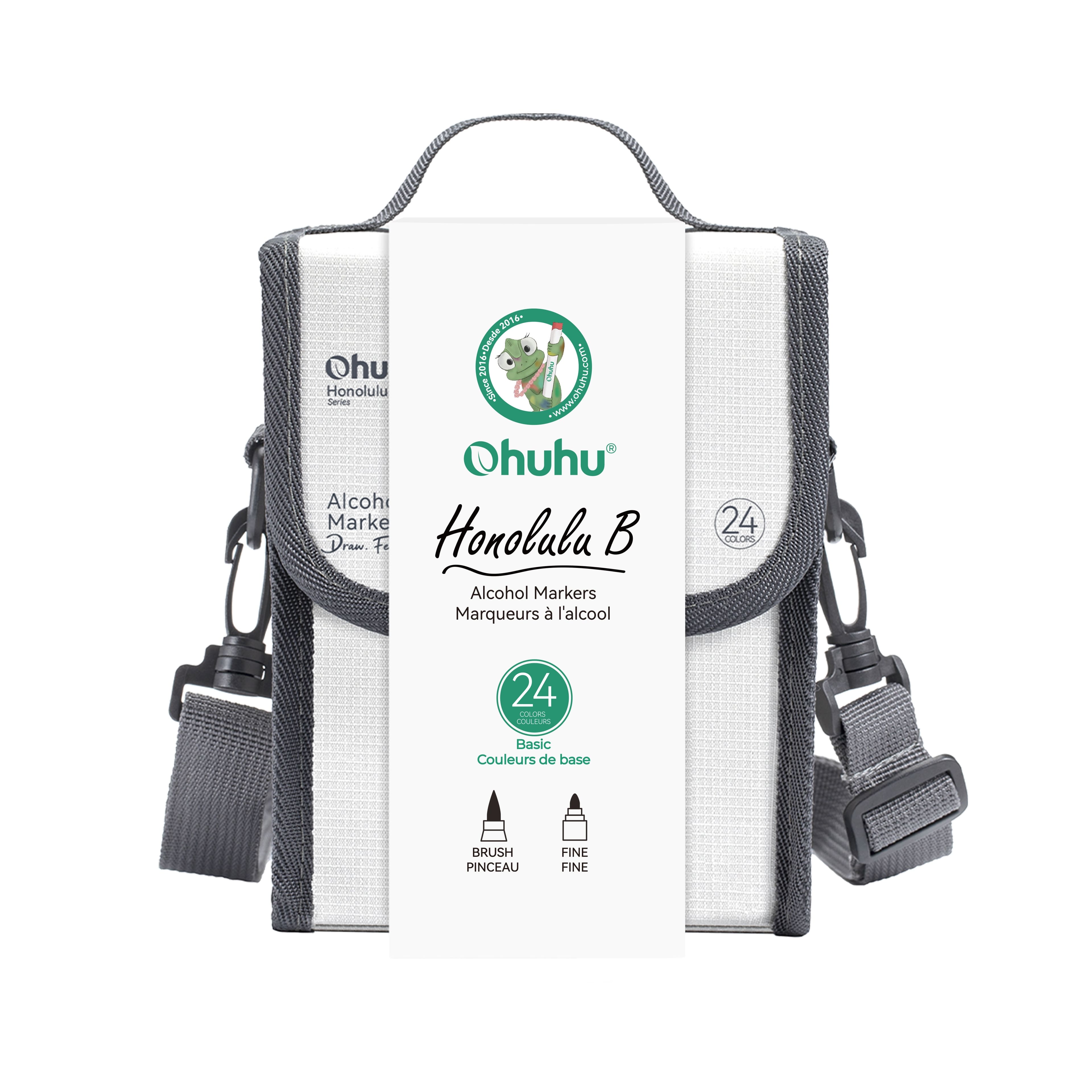 Ohuhu® Honolulu B Brush & Fine Dual Tip 24 Color Basic Marker Set