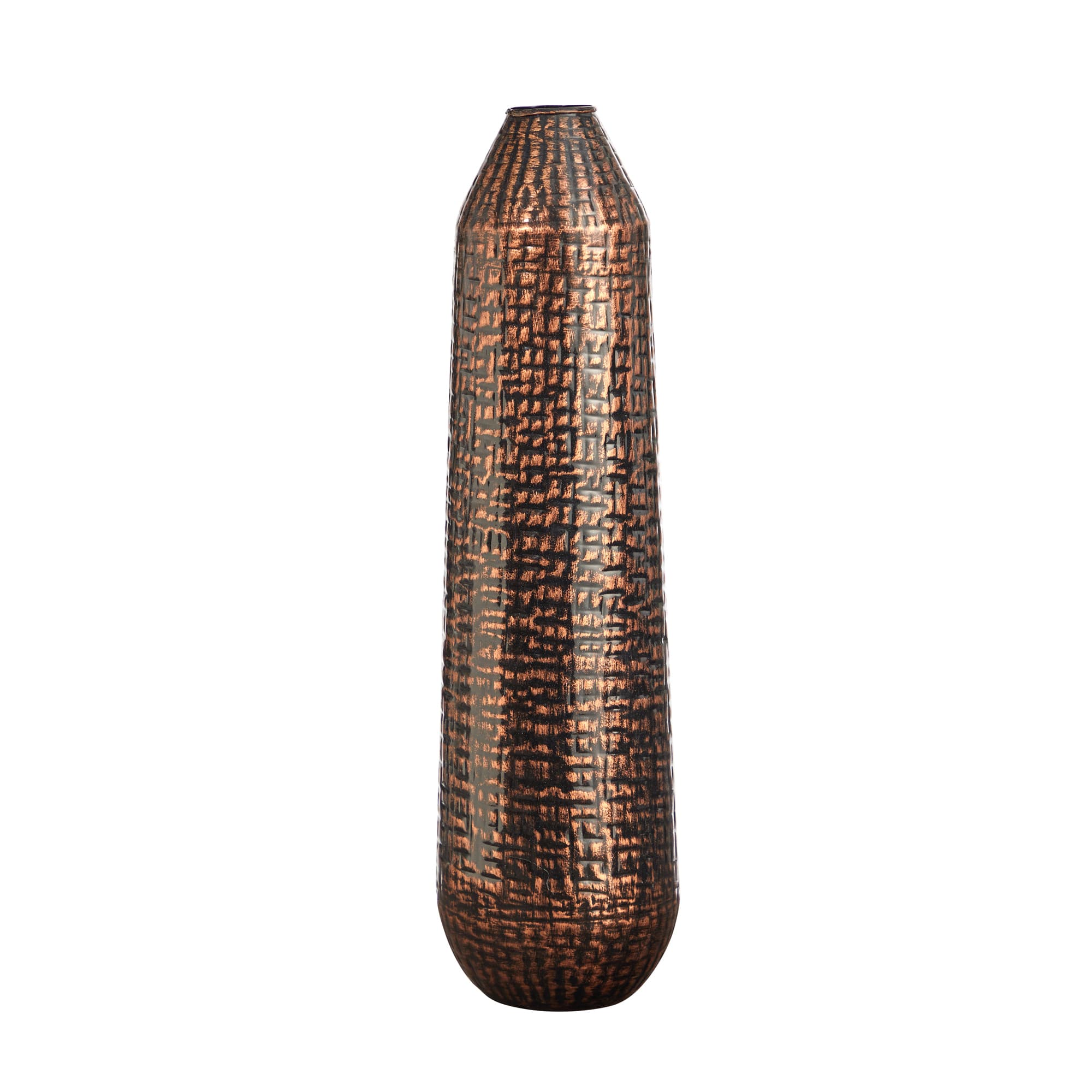 26&#x22; Embossed Metal Tower Vase
