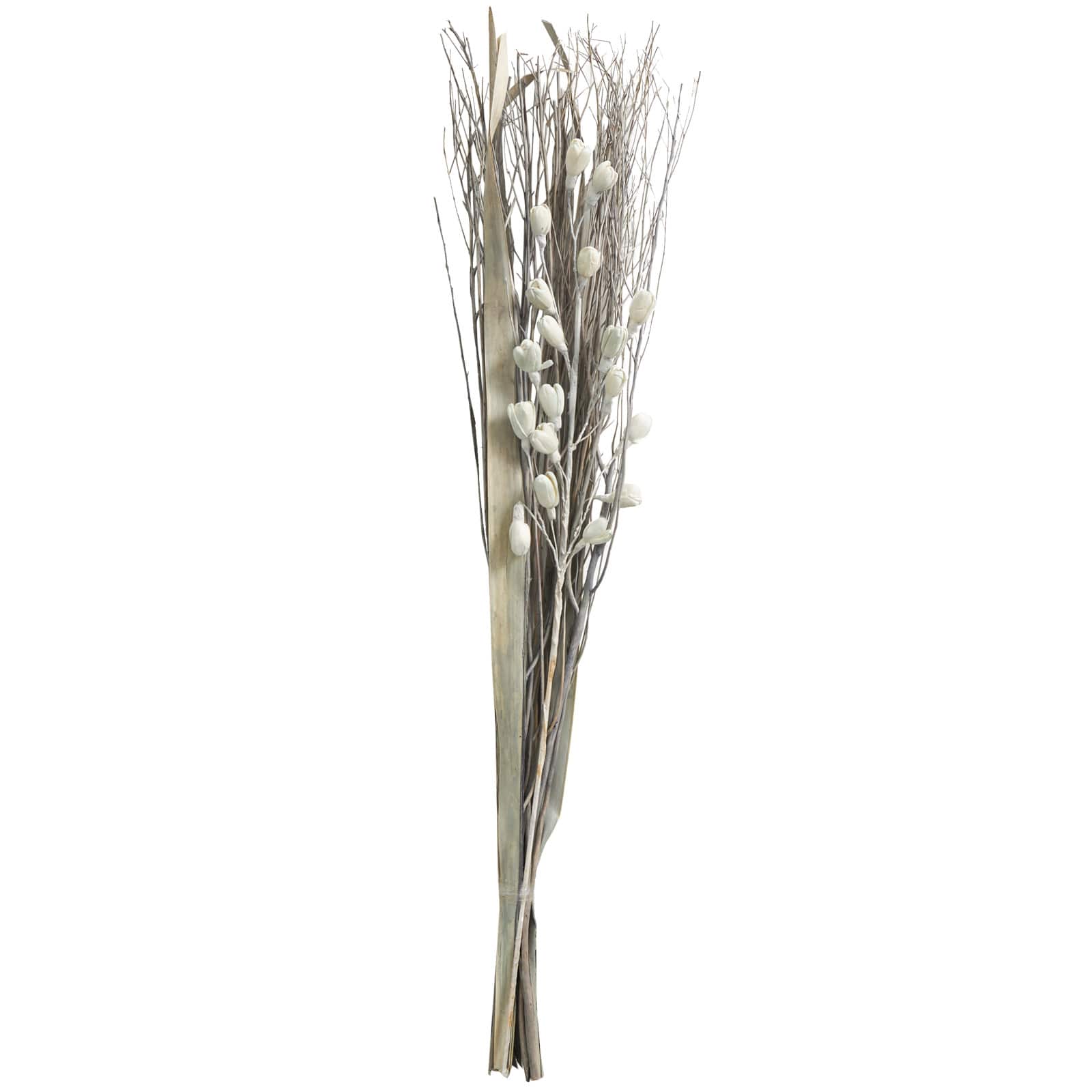 40" Gray Dried Plant Floral Bouquet Branch Natural Foliage with Grass Stems