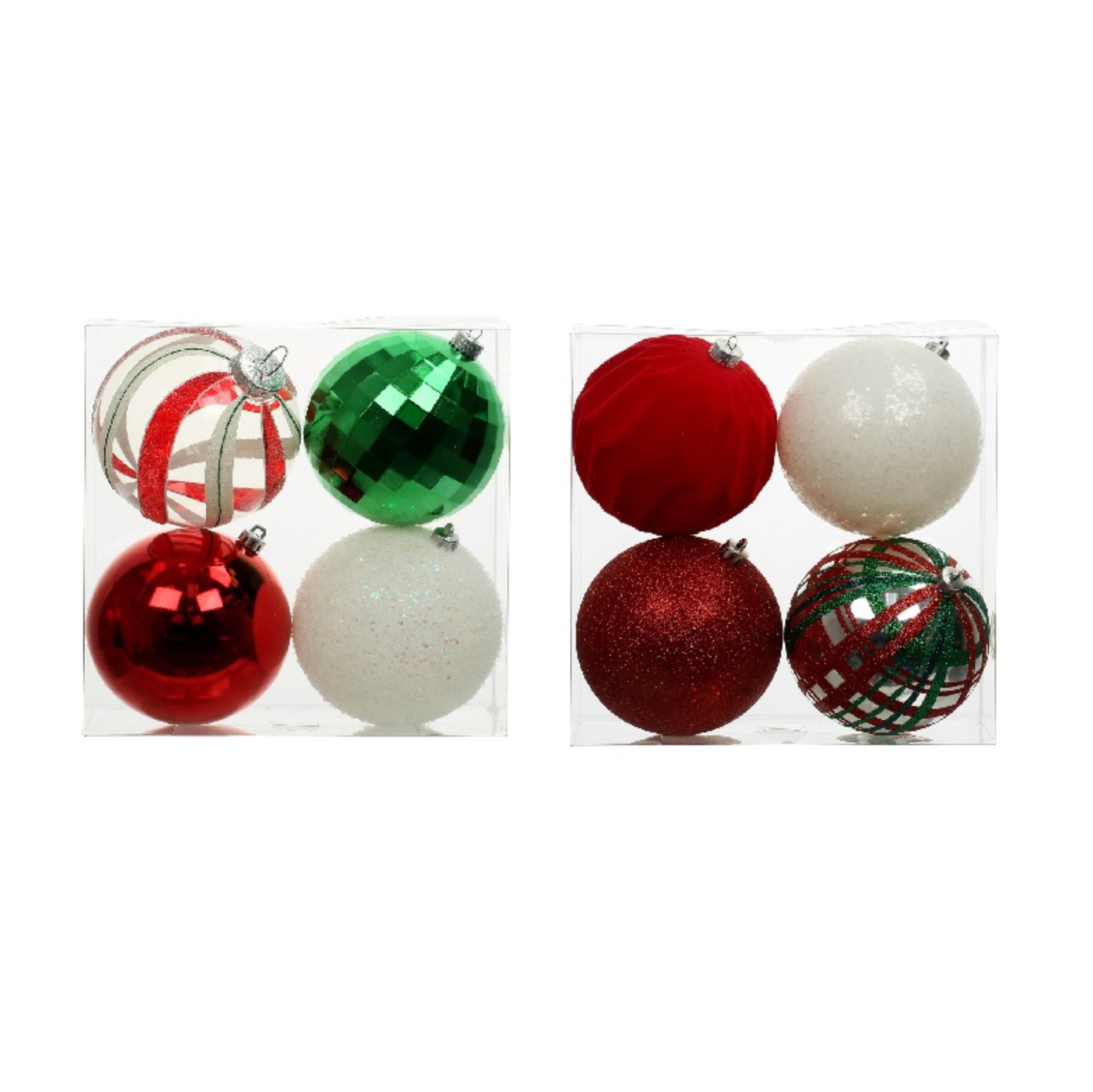 Assorted 4 Pack 4.7&#x22; Red, Green &#x26; White Peppermint Lane Shatterproof Ball Ornaments, 1pc. by Ashland&#xAE;