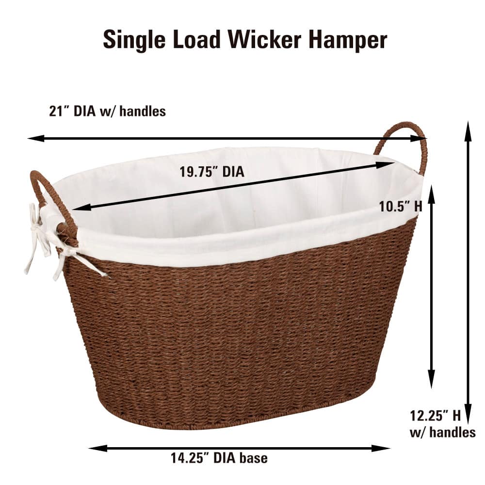 Household Essentials Paper Rope Woven Oval Laundry Basket