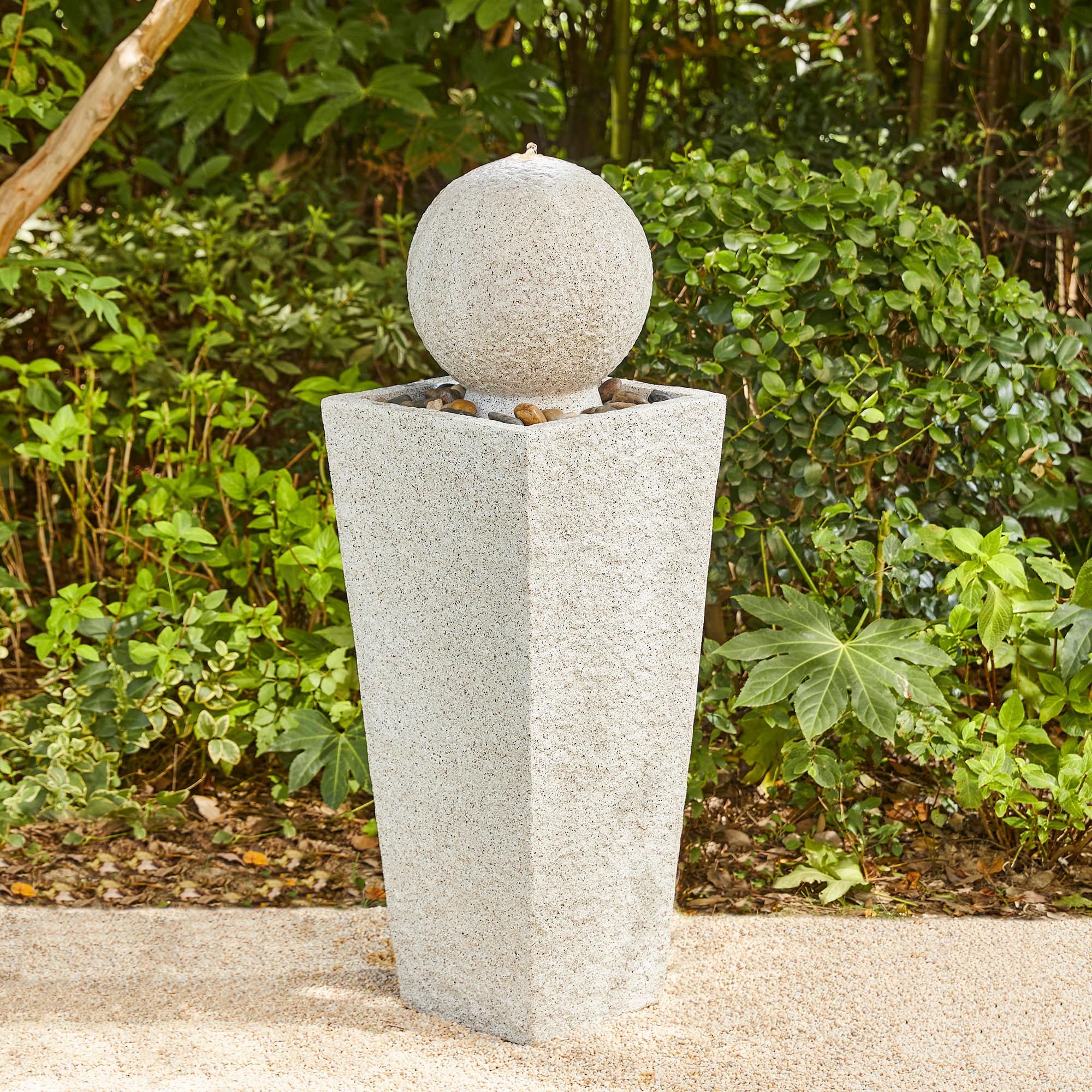 Glitzhome&#xAE; 3.5ft LED Pedestal &#x26; Sphere Outdoor Fountain