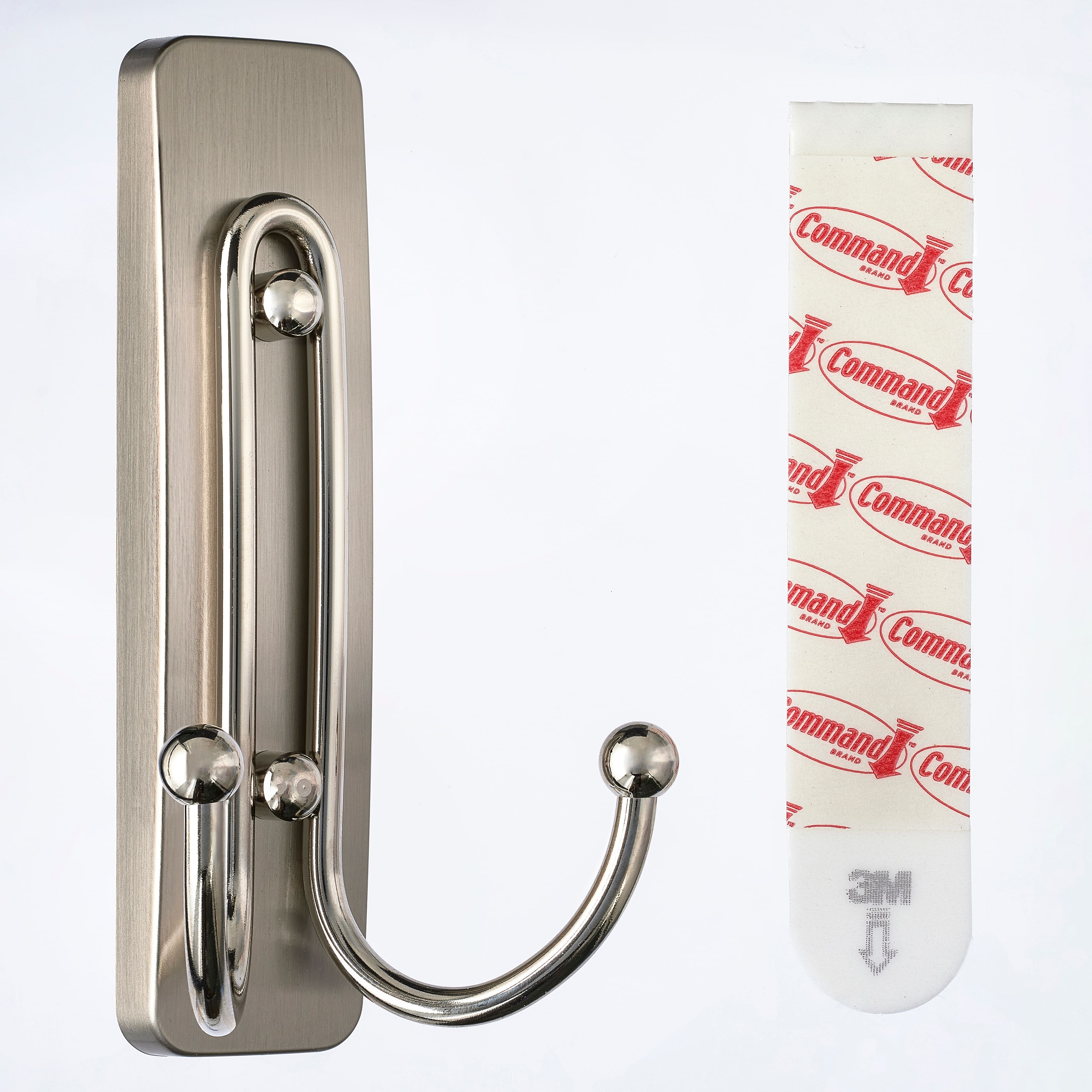 Command™ Decorative Double Hooks, Brushed Nickel
