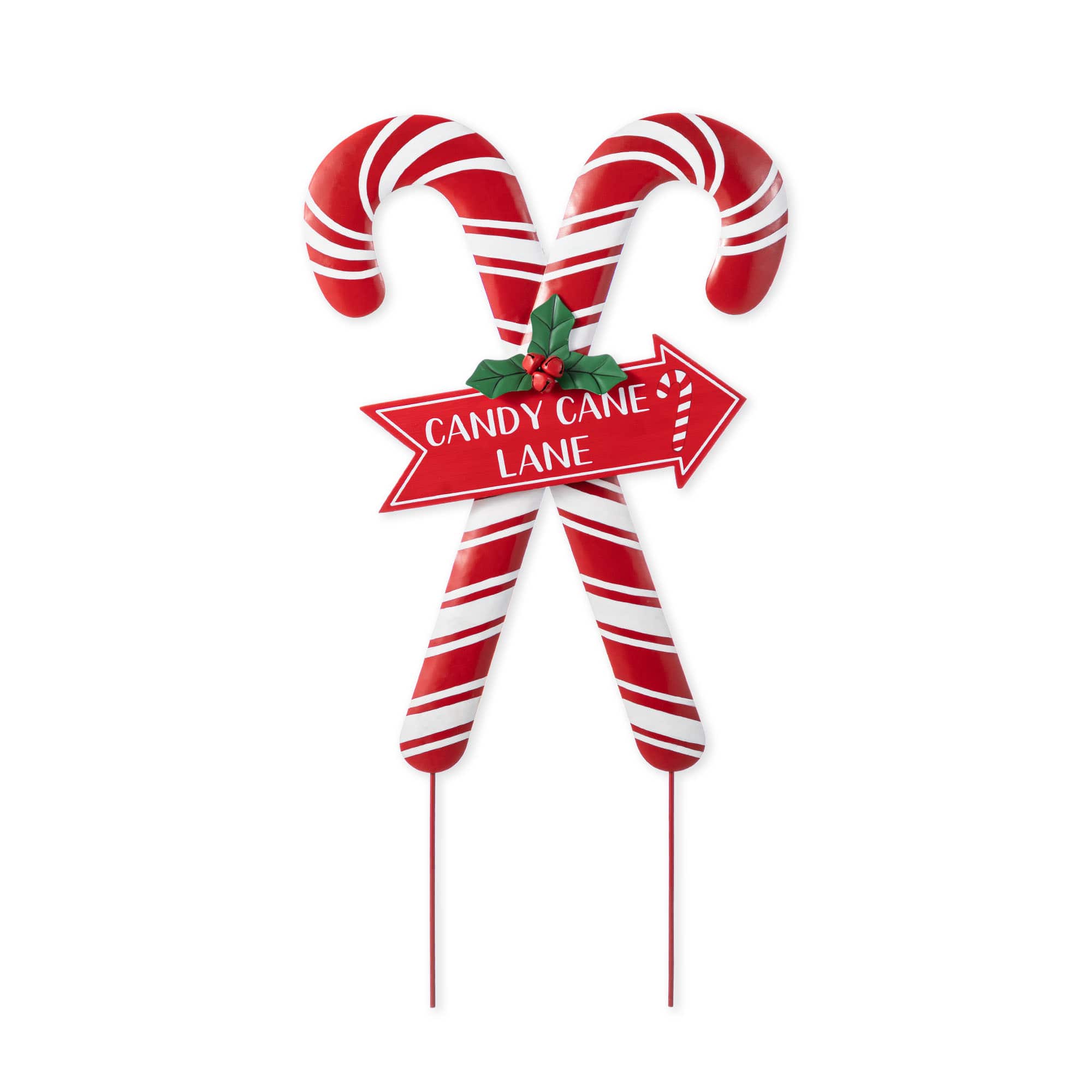 Glitzhome&#xAE; 30&#x22; Metal Christmas Candy Cane Yard Stake