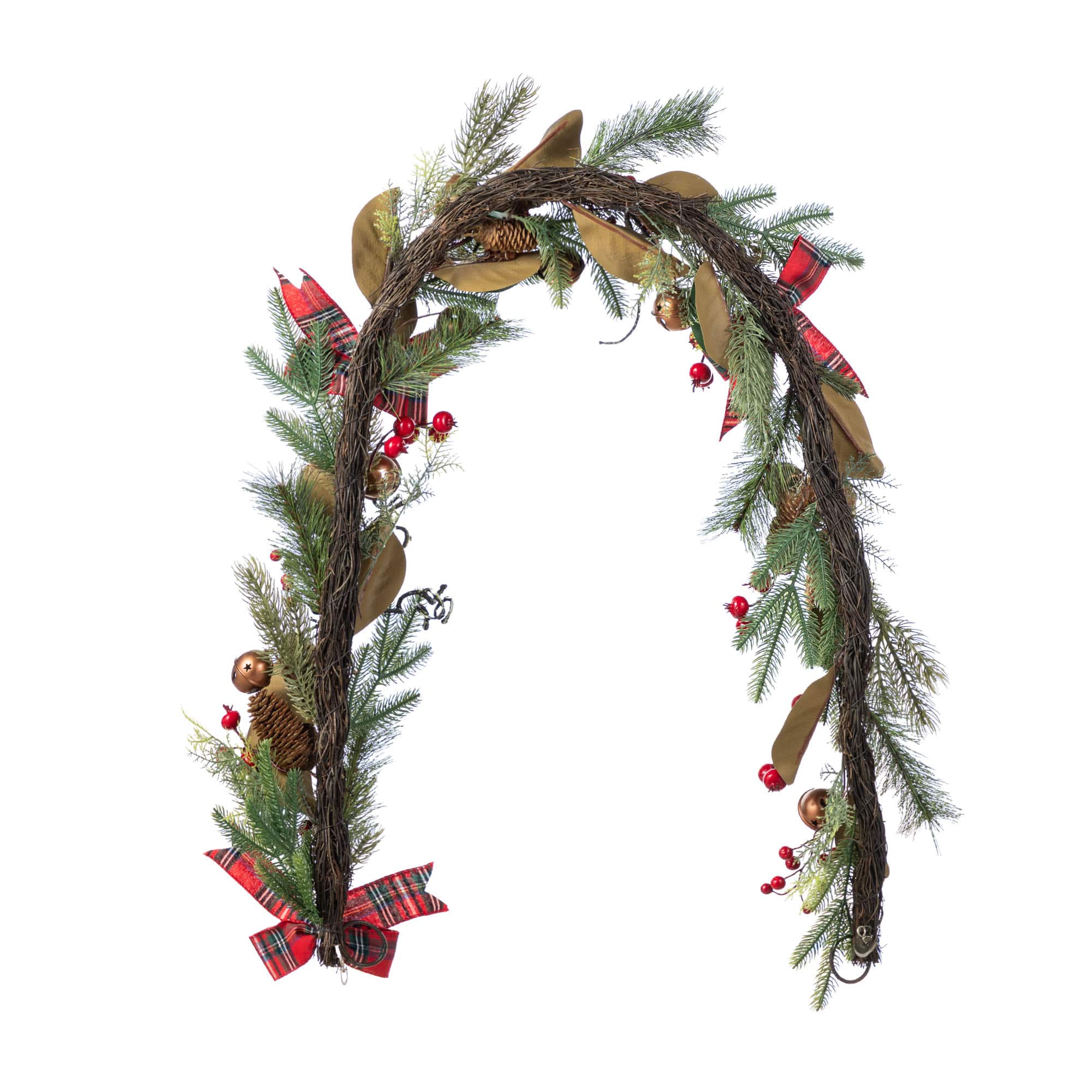 Glitzhome&#xAE; 6FT Christmas Bell, Pinecone &#x26; Berry Bow Garland
