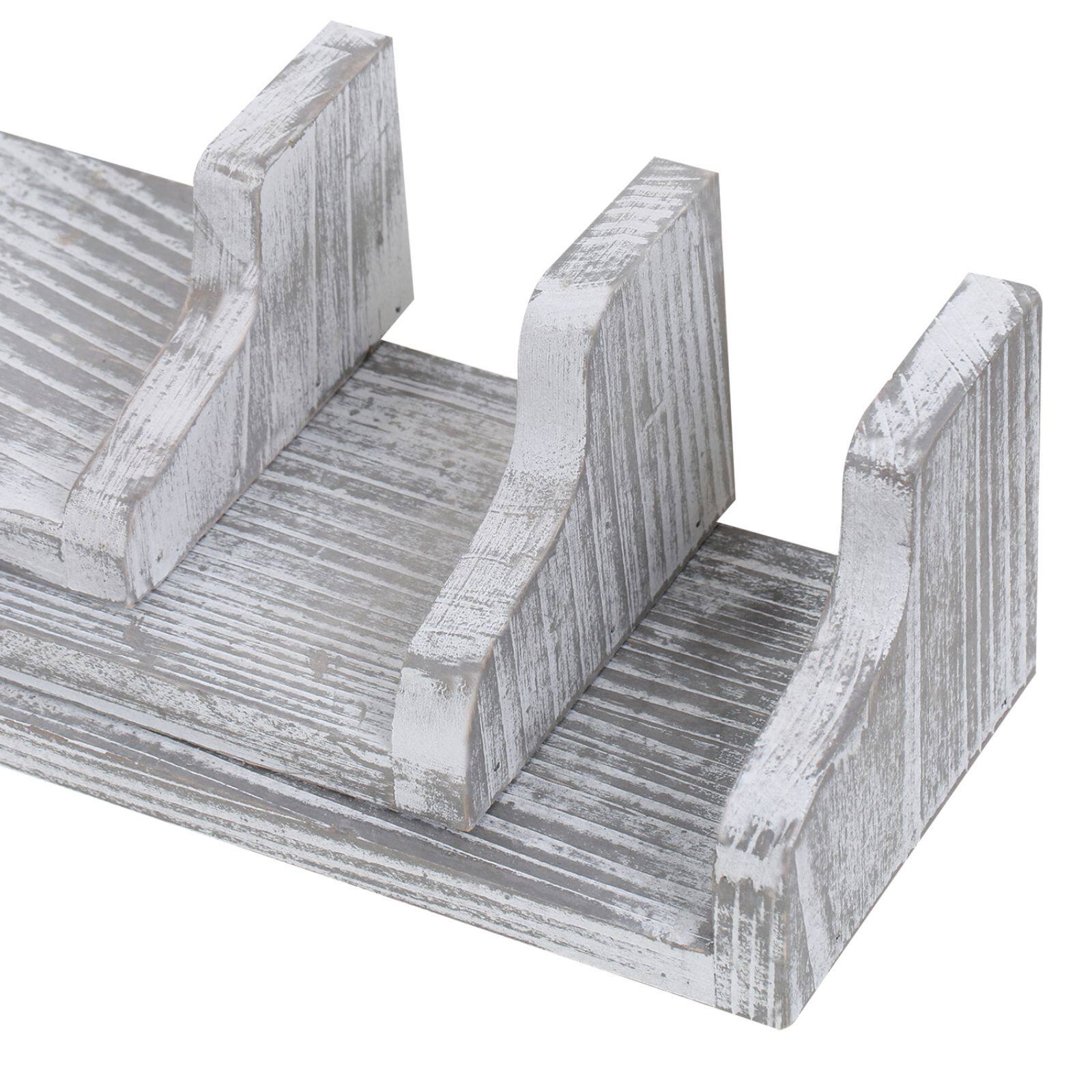 NEX&#x2122; Pale Gray Rustic Wood Floating Shelves Set with Metal Brackets