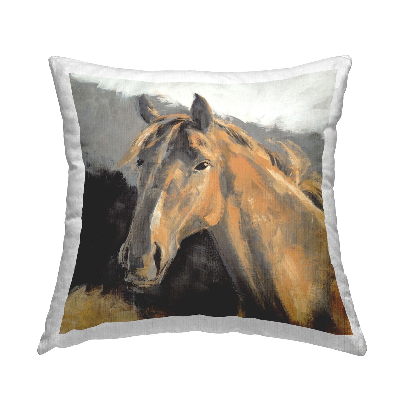 Stupell Industries Southwestern Country Horse Brown Rural Portrait Throw Pillow, 18" x 18"