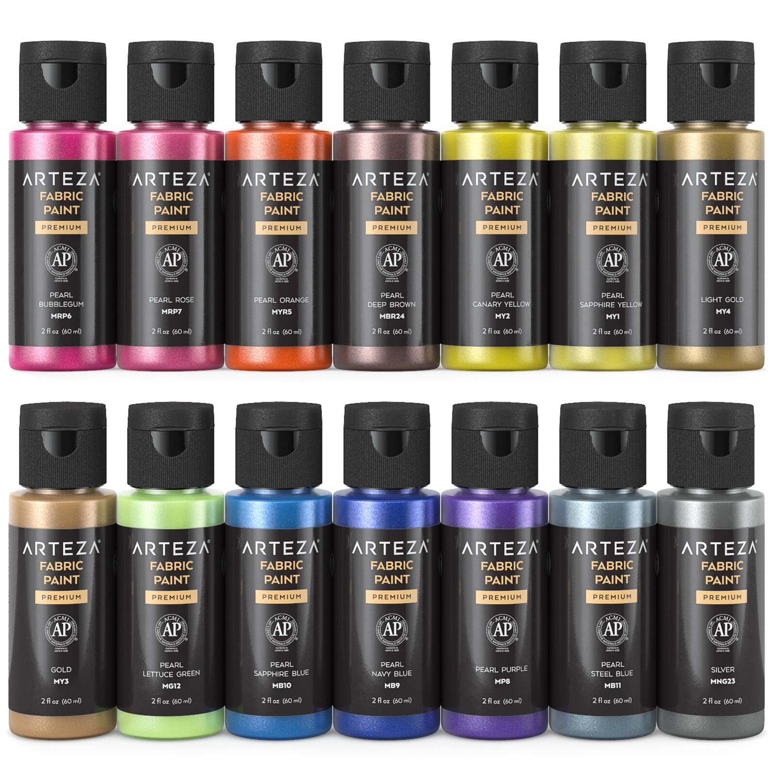 Arteza&#xAE; 14 Color Metallic Fabric Paint Set