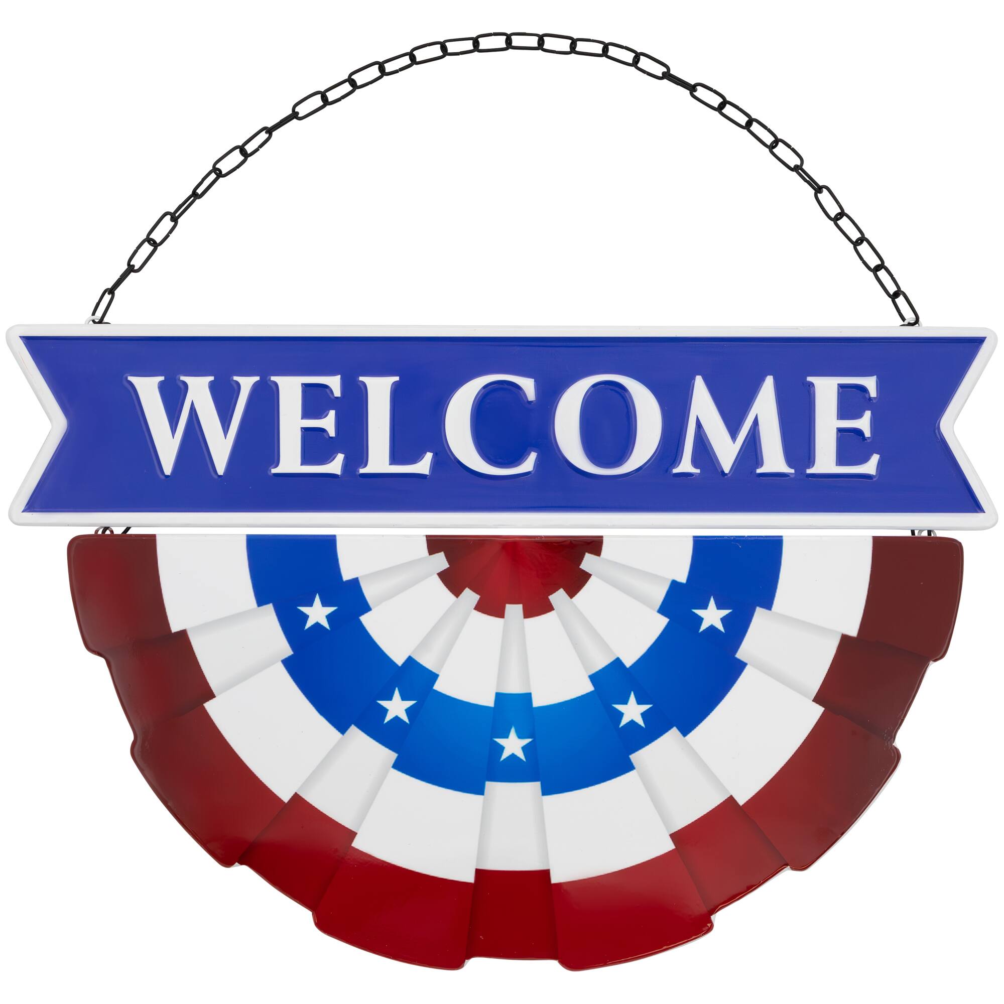 19.25&#x22; Americana Welcome Metal Wall Sign with Bunting