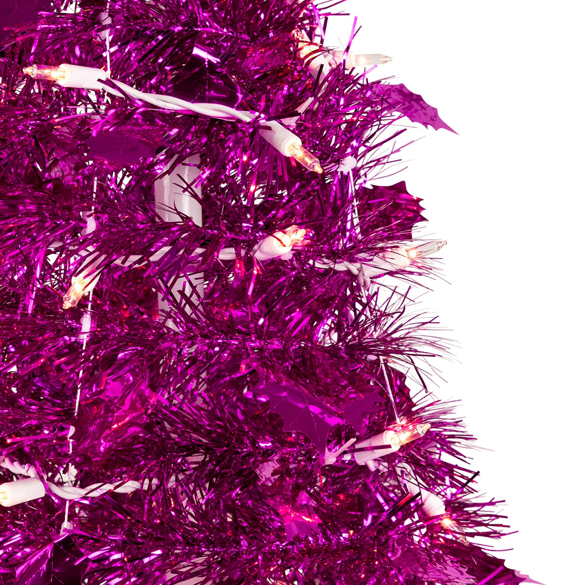 4ft. Pre-Lit Tinsel Pop-Up Artificial Christmas Tree