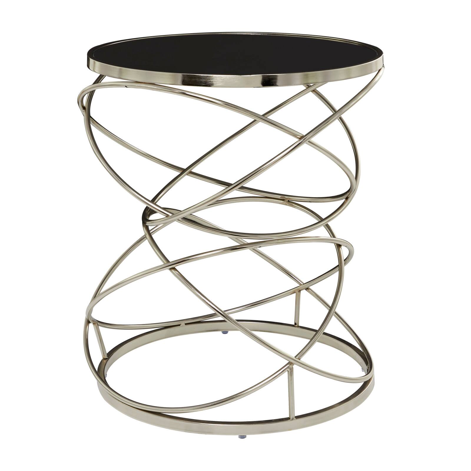 24" Open Ring Accent Table with Black Marble Top