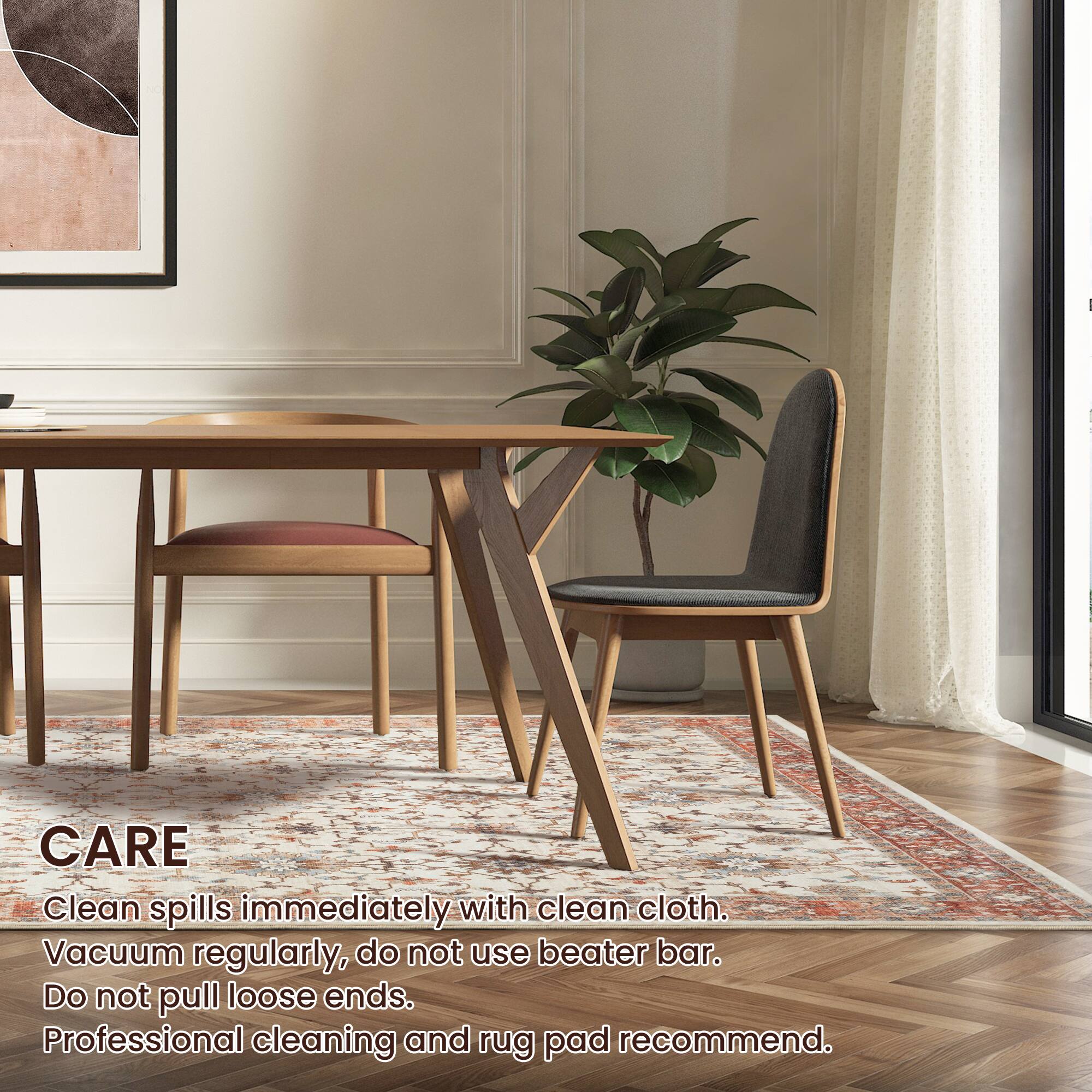 Glitzhome&#xAE; Ivory &#x26; Red Oriental Area Rug