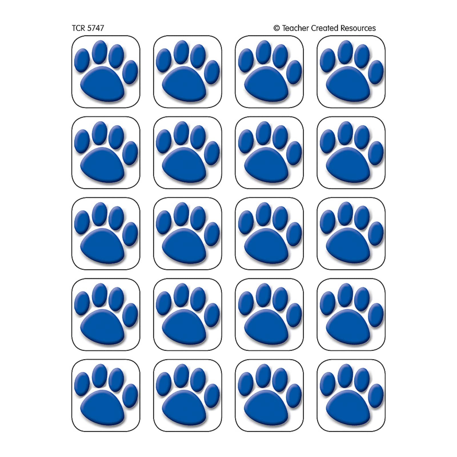 Teacher Created Resources Blue Paw Prints Stickers, 12 Packs of 120
