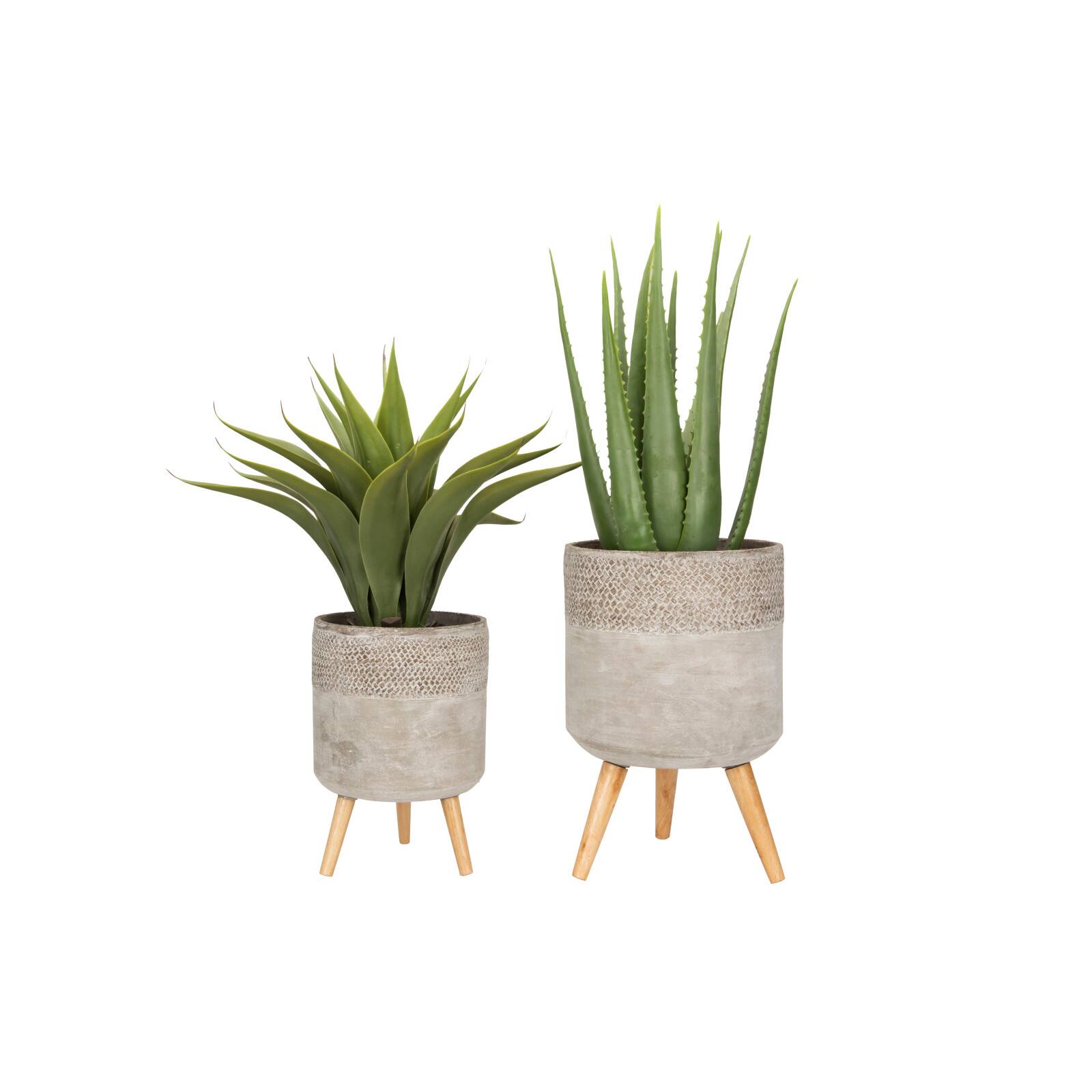 Hello Honey&#xAE; Gray Cement Planter with Removable Wood Legs Set