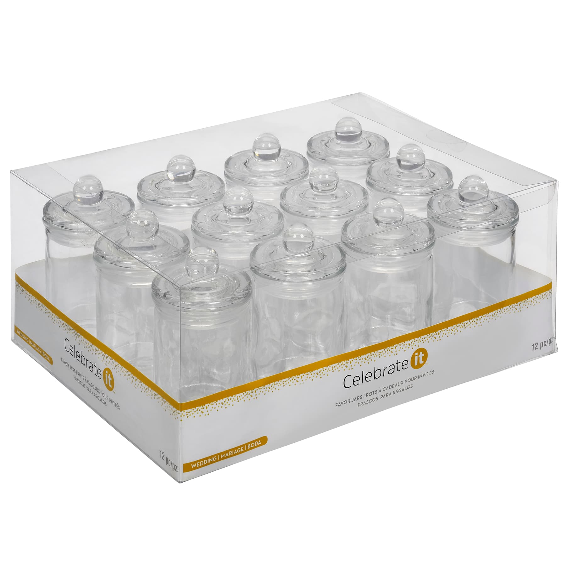 6 Packs: 12 ct. (72 total) Mini Glass Jars with Lids by Celebrate It&#x2122;