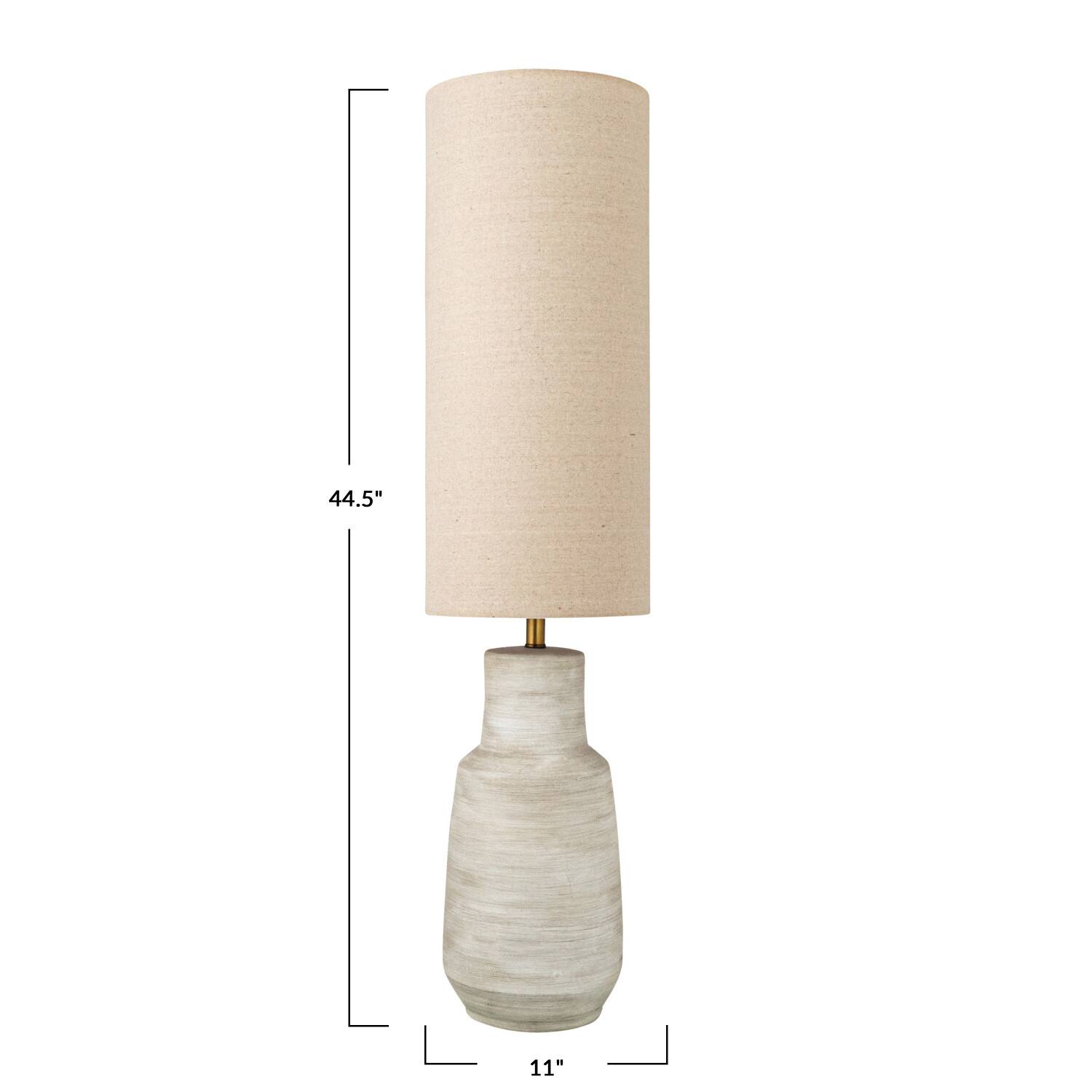 4ft. Sand Color Ceramic Floor Lamp with Linen Shade