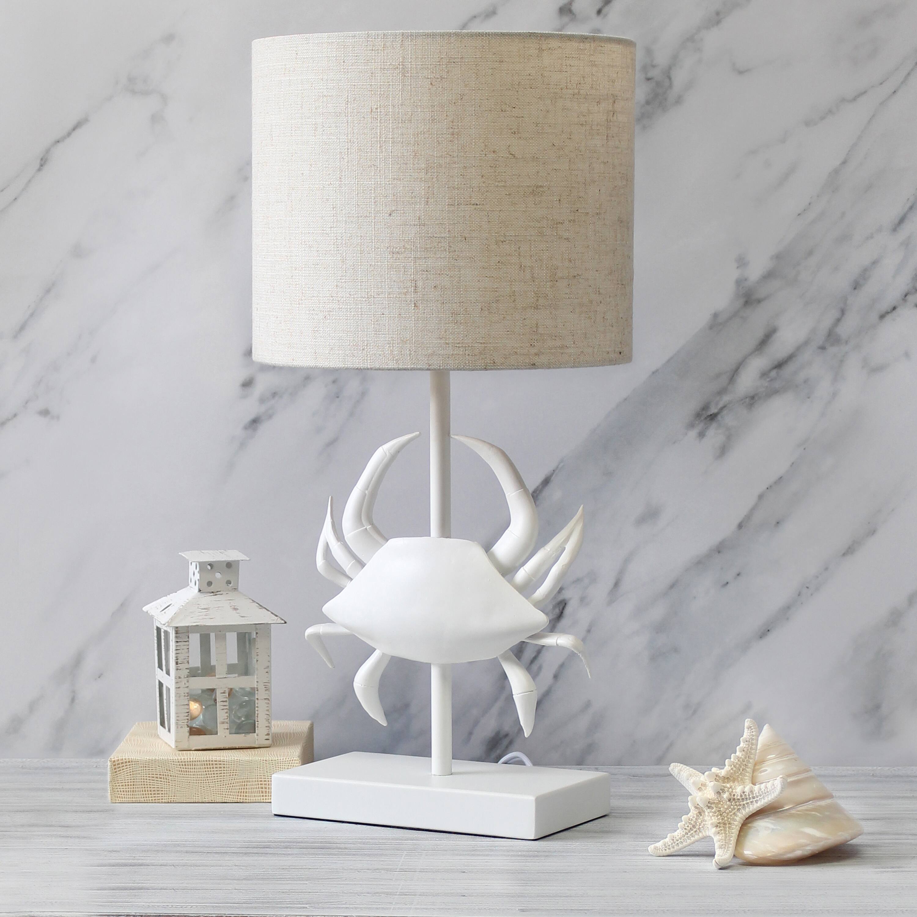 Simple Designs™ 18" White Pinching Crab Table Lamp with Light Beige Shade