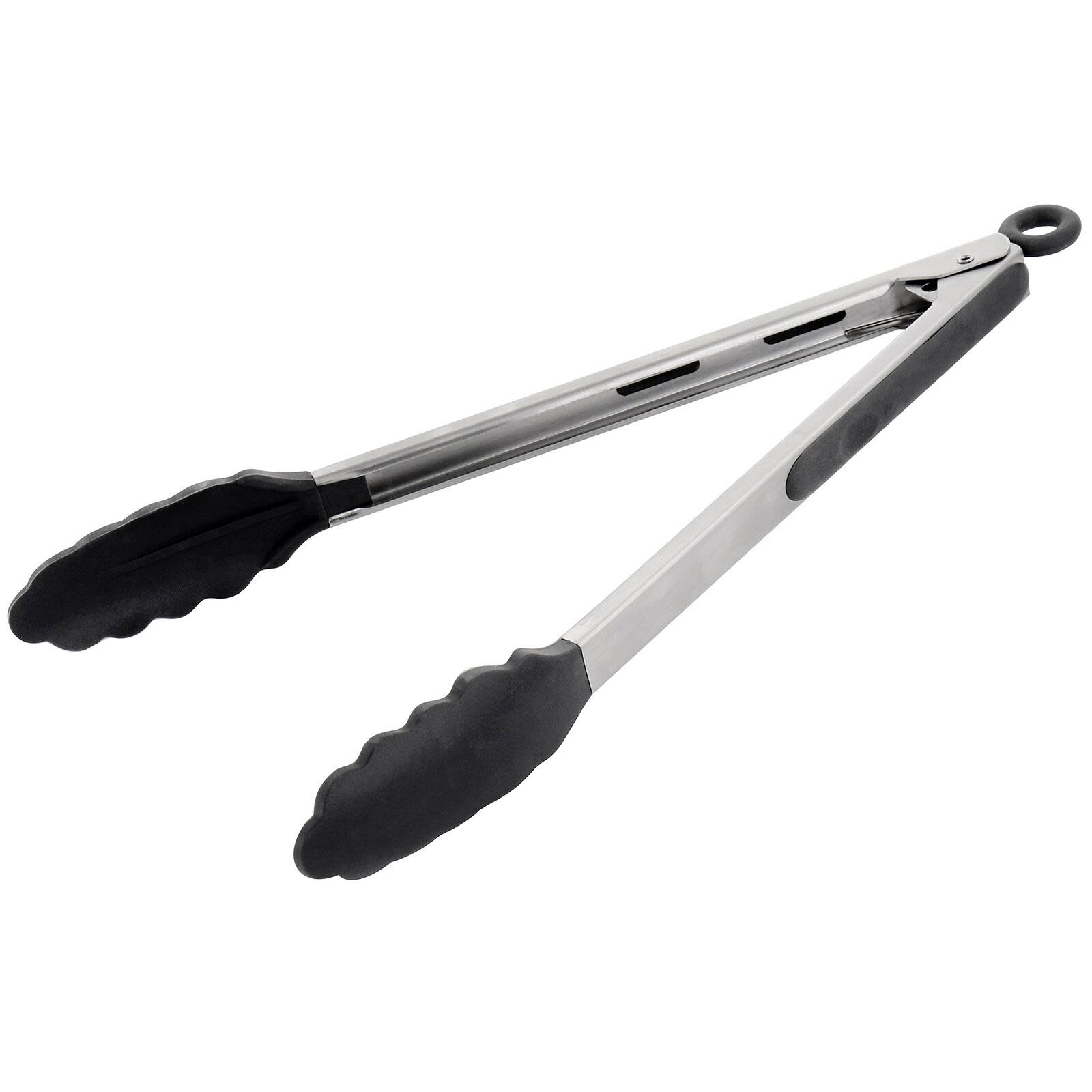 Martha Stewart Everyday Gray Silicone Smart Lock Kitchen Tongs