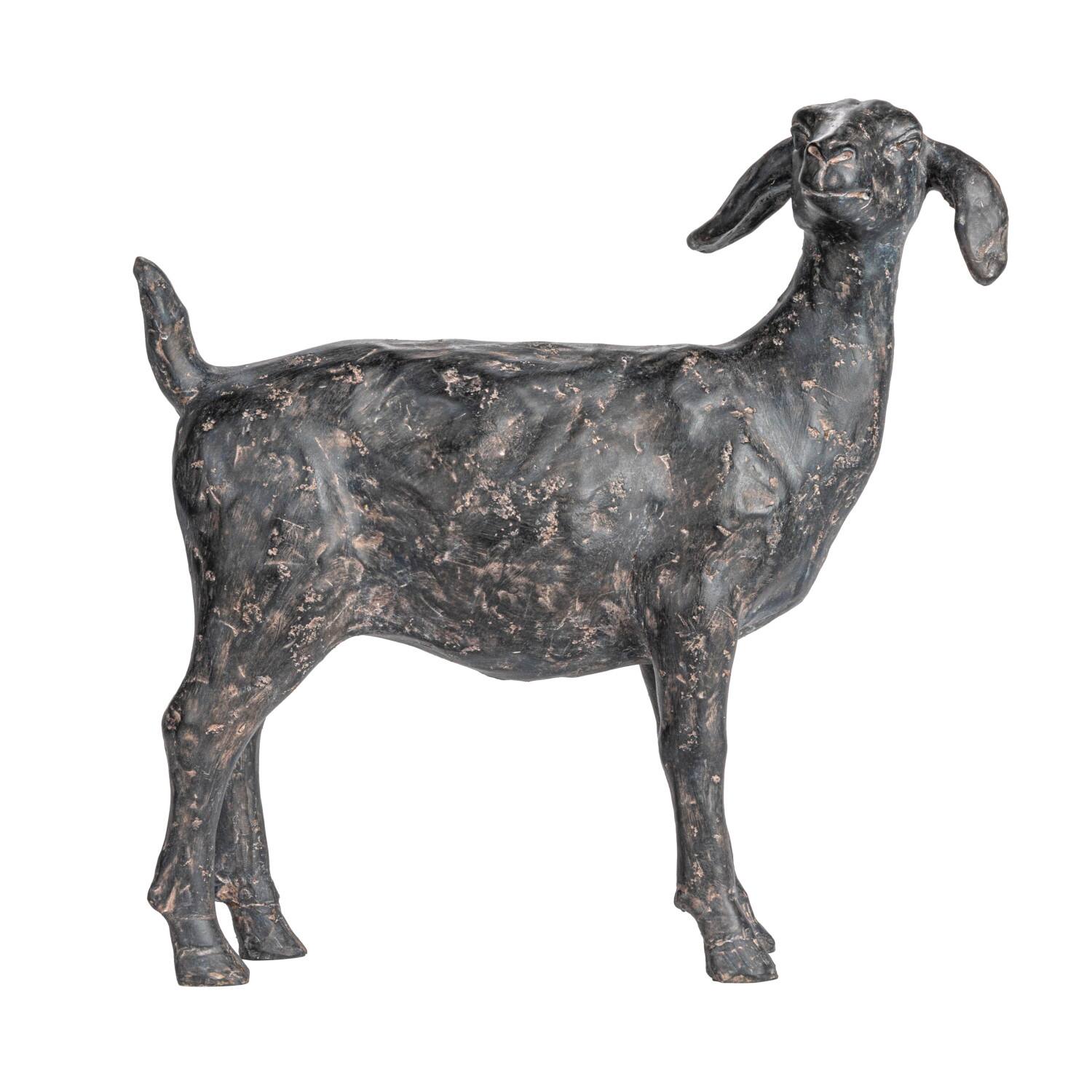 Hello Honey&#xAE; 9.25&#x22; Black Standing Goat Accent D&#xE9;cor with Cast Iron Finish
