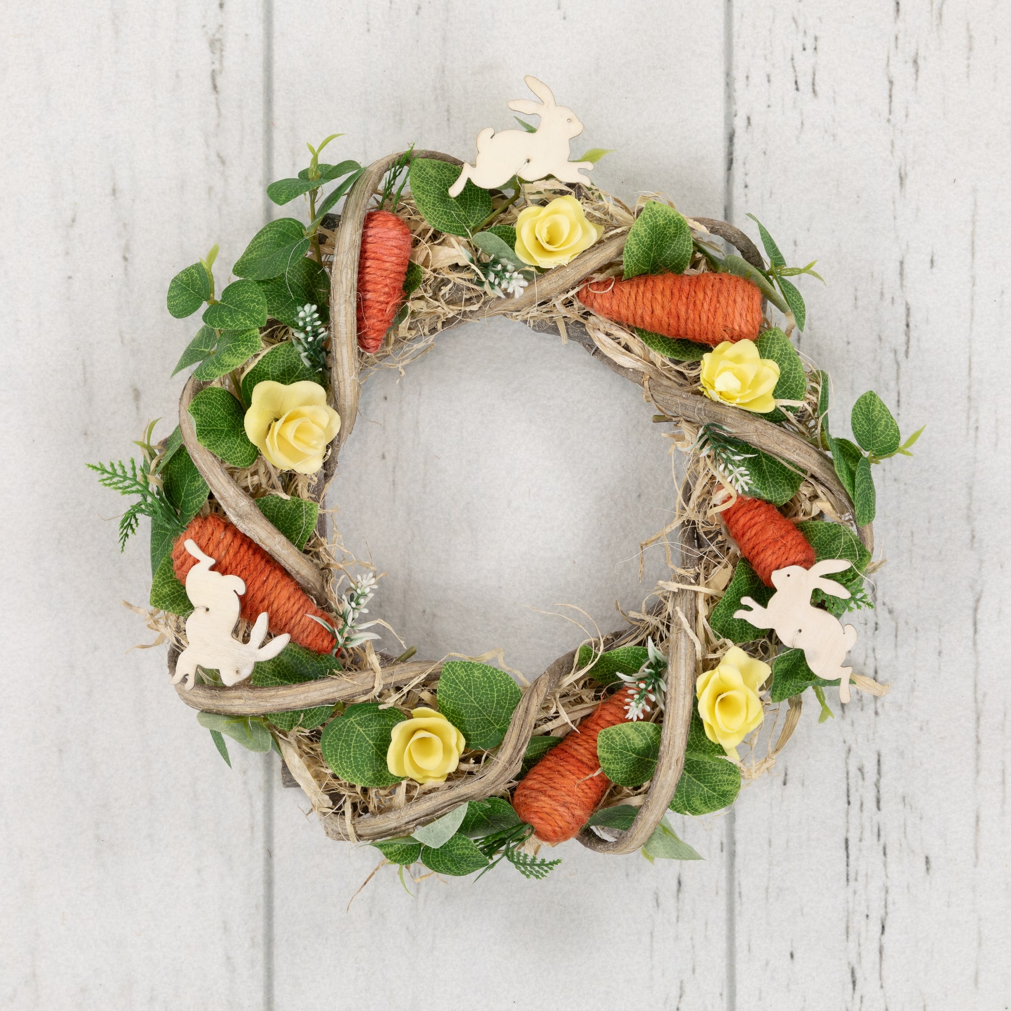 11.5&#x22; Mixed Floral &#x26; Carrots Easter Wreath