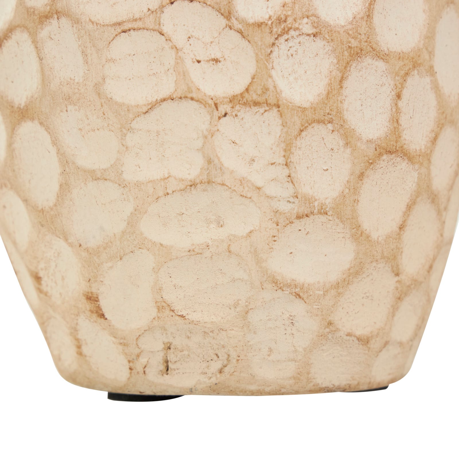 Beige Paper Mache Honeycomb Inspired Jug Vase with Wooden Handle Set
